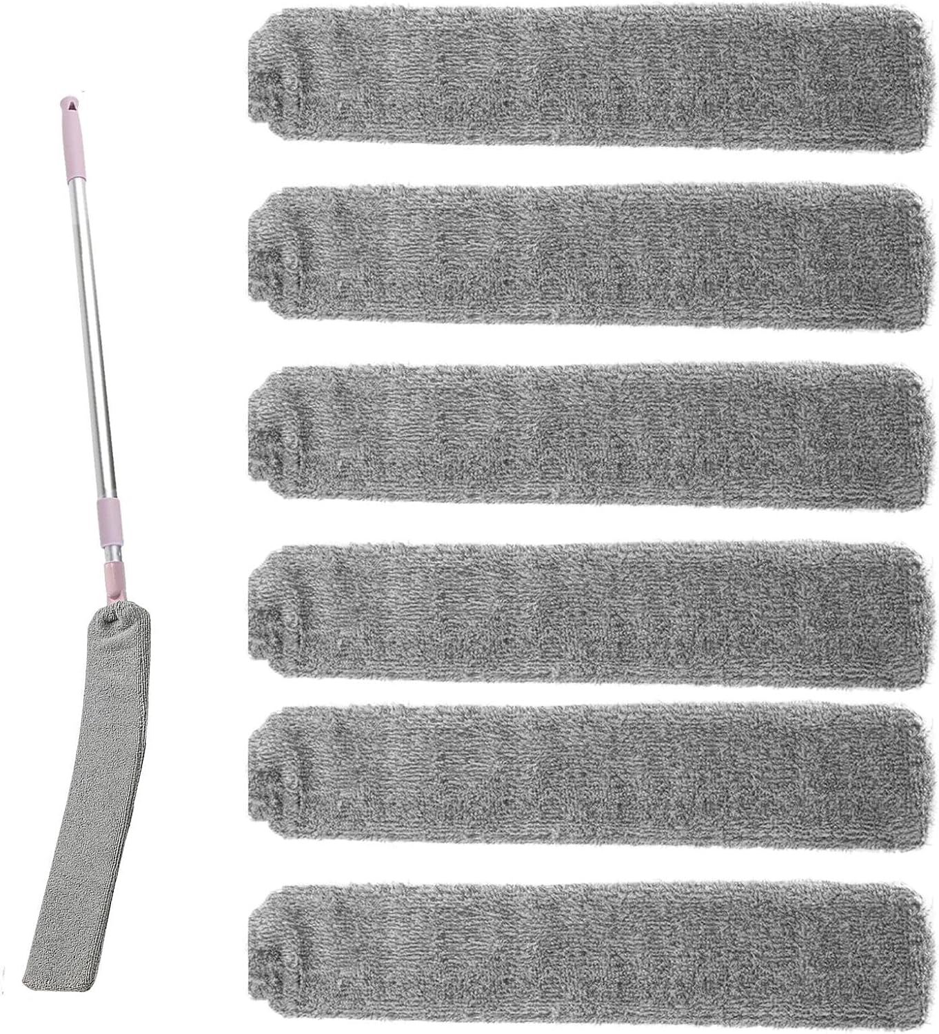 Heavy Duty Duster Refills Washable Cleaning Tool Supplies | 6 Pieces Microfiber Cleaner Covers for Home Kitchen Apartment Dorm Floor Wall Sofa Couch Under Furniture