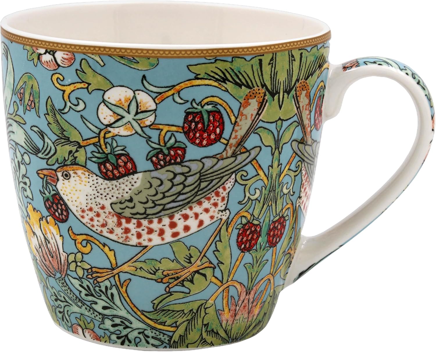 The Leonardo Collection William Morris Strawberry Thief Breakfast Mug 480ml for Coffee, Tea and Hot Drinks | Fine China Coffee Mugs for Daily Use | Practical Drinkware Gifts for Women & Men