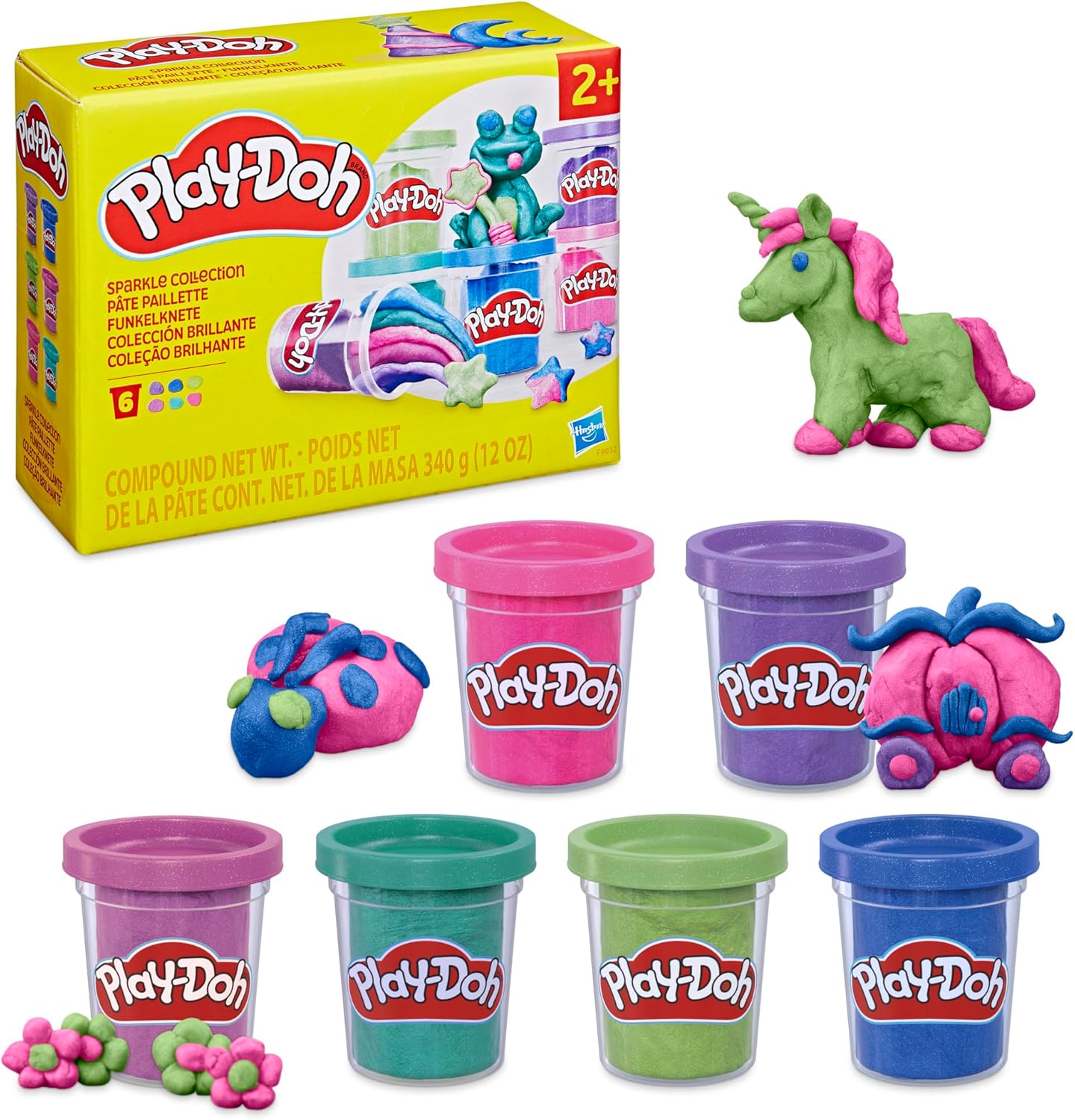 Play-Doh 6 Pack Sparkle Collection, Assorted Metallic Shine Colors, Arts & Crafts Toy, Preschool Toys for 3 Year Olds & Up
