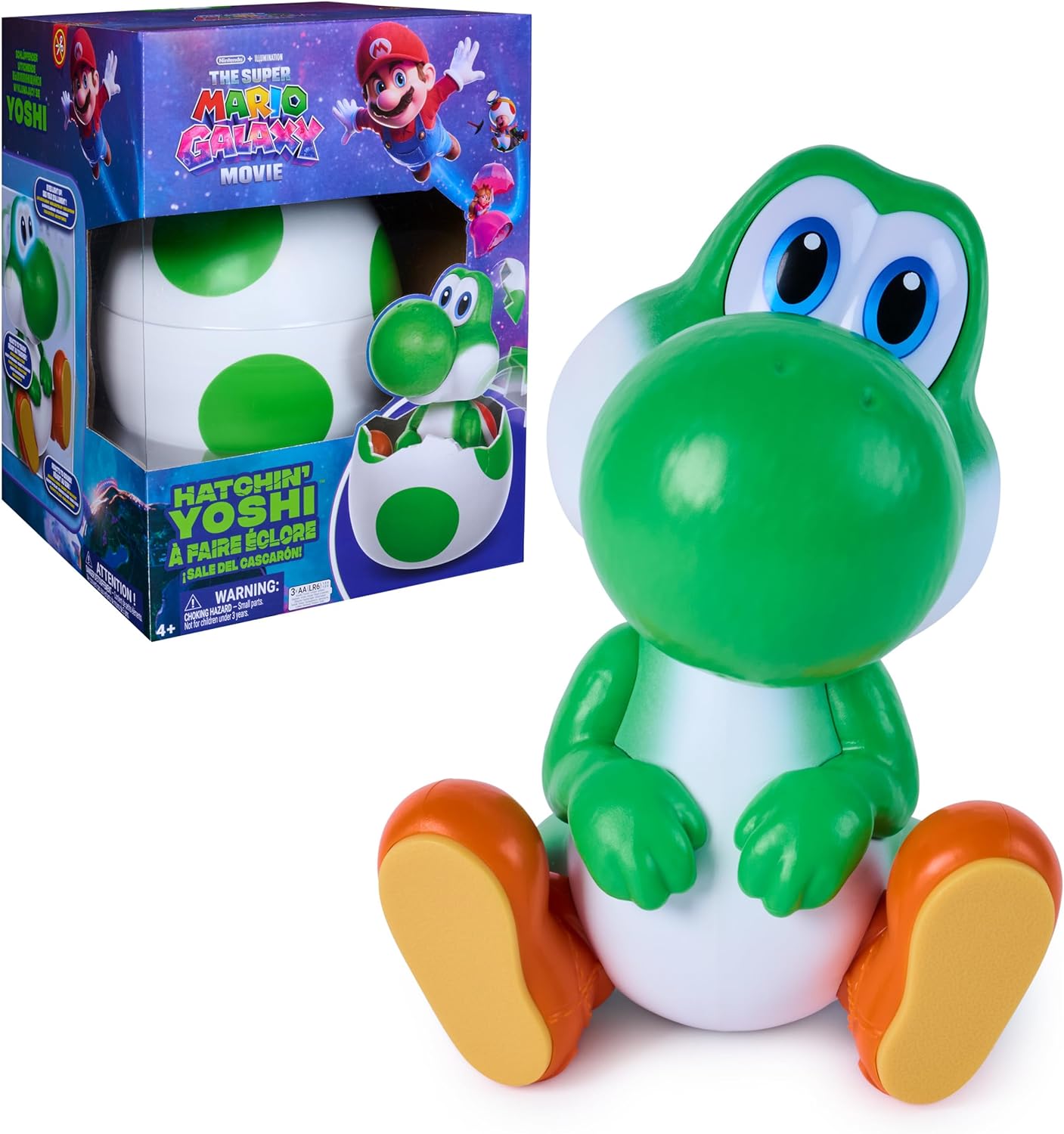 Hatchin’ Yoshi from The Super Mario Galaxy Movie, Interactive Yoshi Egg Action Figure with Sounds, Ages 4 and Up, Batteries Included
