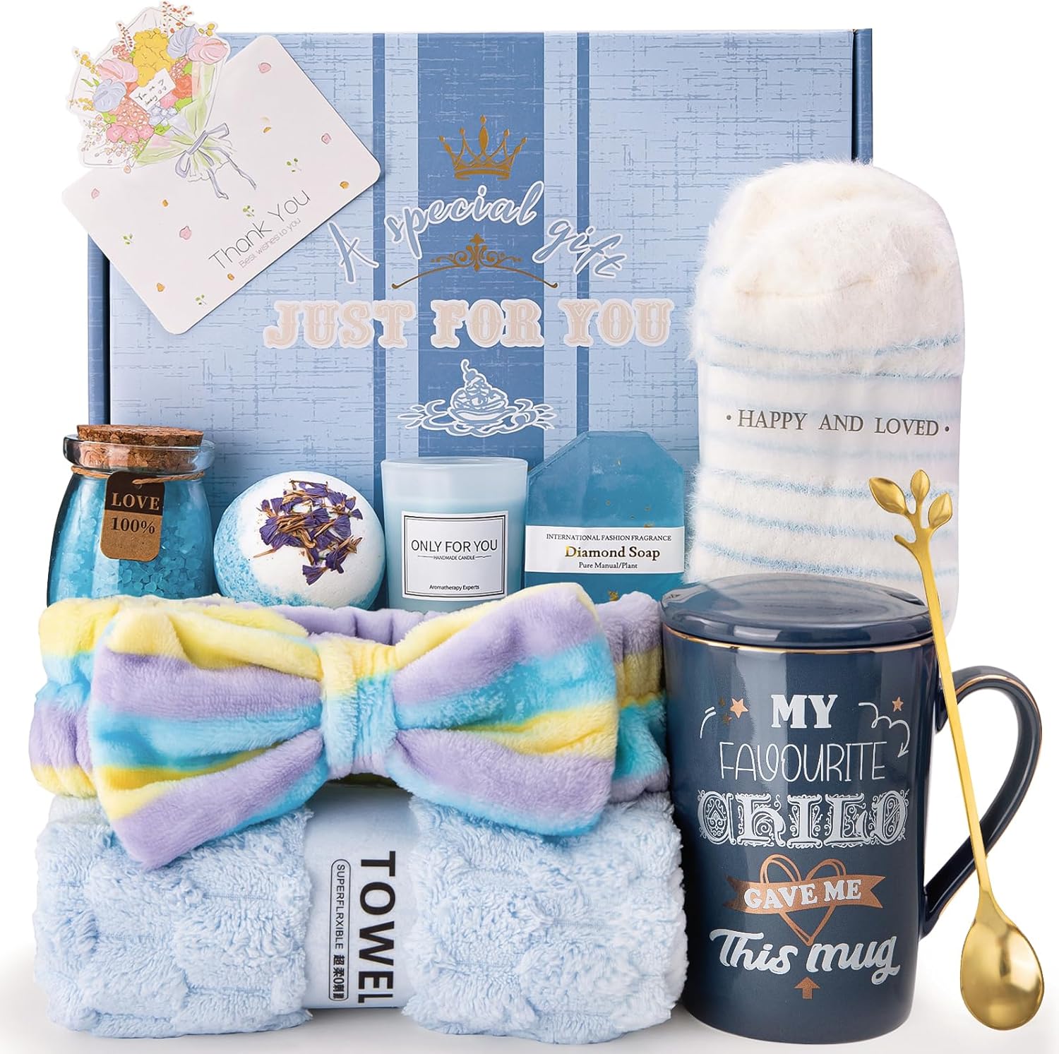 Mum Birthday Gifts for Mum from Daughter Son - 12Pcs Pamper Hamper Self | 12pc pamper set for mum, natural spa supplies, dishwasher-safe mug, ready-to-gift box & reliable after-sales service