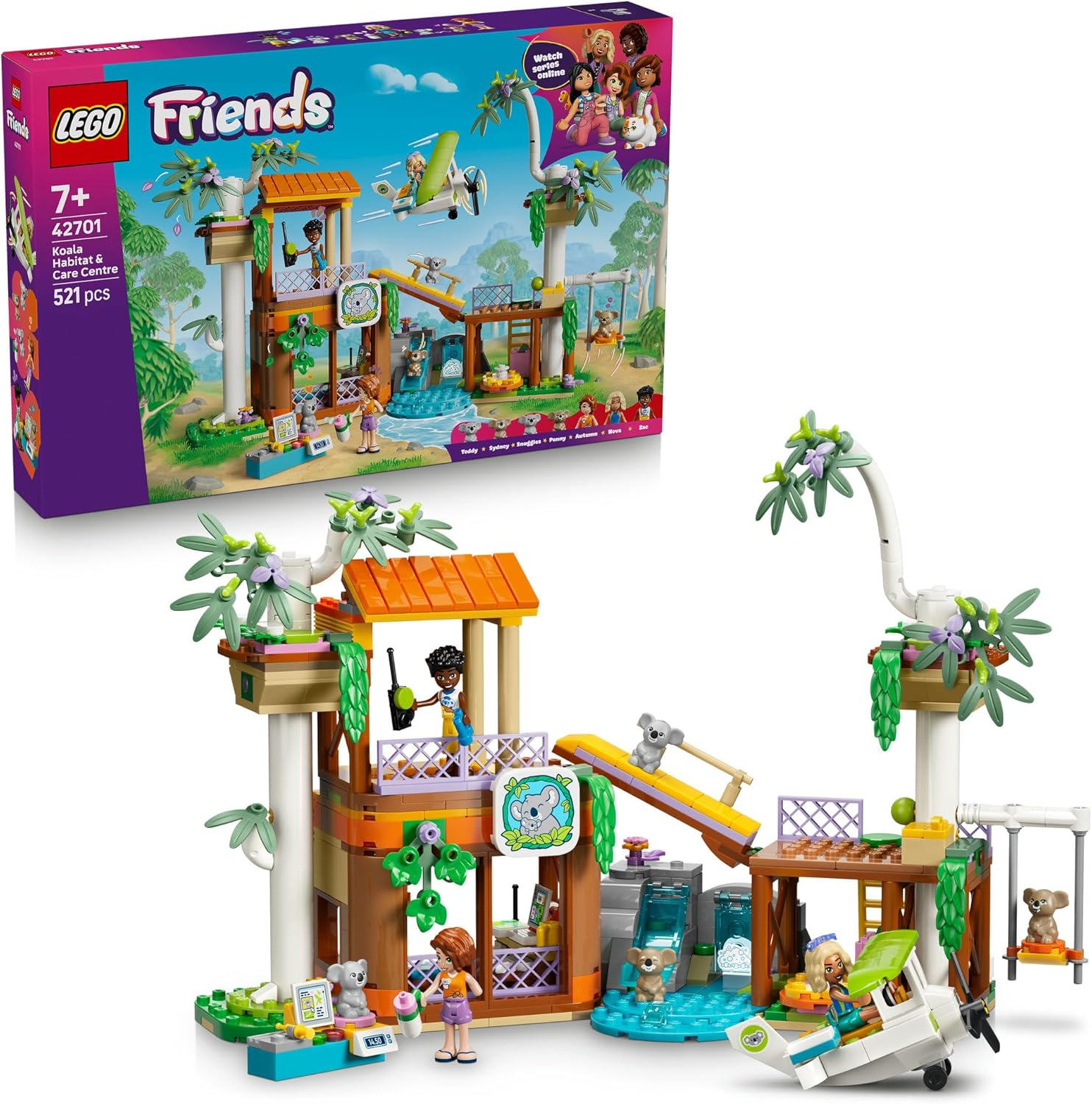 LEGO® Friends Koala Habitat & Care Centre 42701 Building Toy for Kids Aged 7+ - Pretend Play Set with 3 Minidolls, 4 Koalas and Airplane - Playset Idea for Girls and Boys