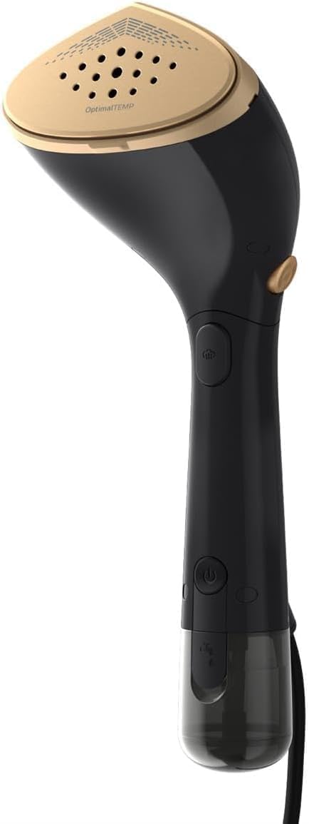 Philips 7000 Series Handheld Steamer - 1500W, 28g/min Continuous Steam. Optimal Temp. Metal Soleplate, 100 ml + 200 ml Detachable tank. Glove/StyleMat Included, Black (STH7060/80)
