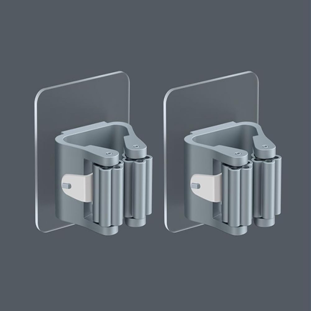 2 Pack Broom Holder Wall Mount Garden Laundry Room Mop Tool Organizer Garage Storage Rack