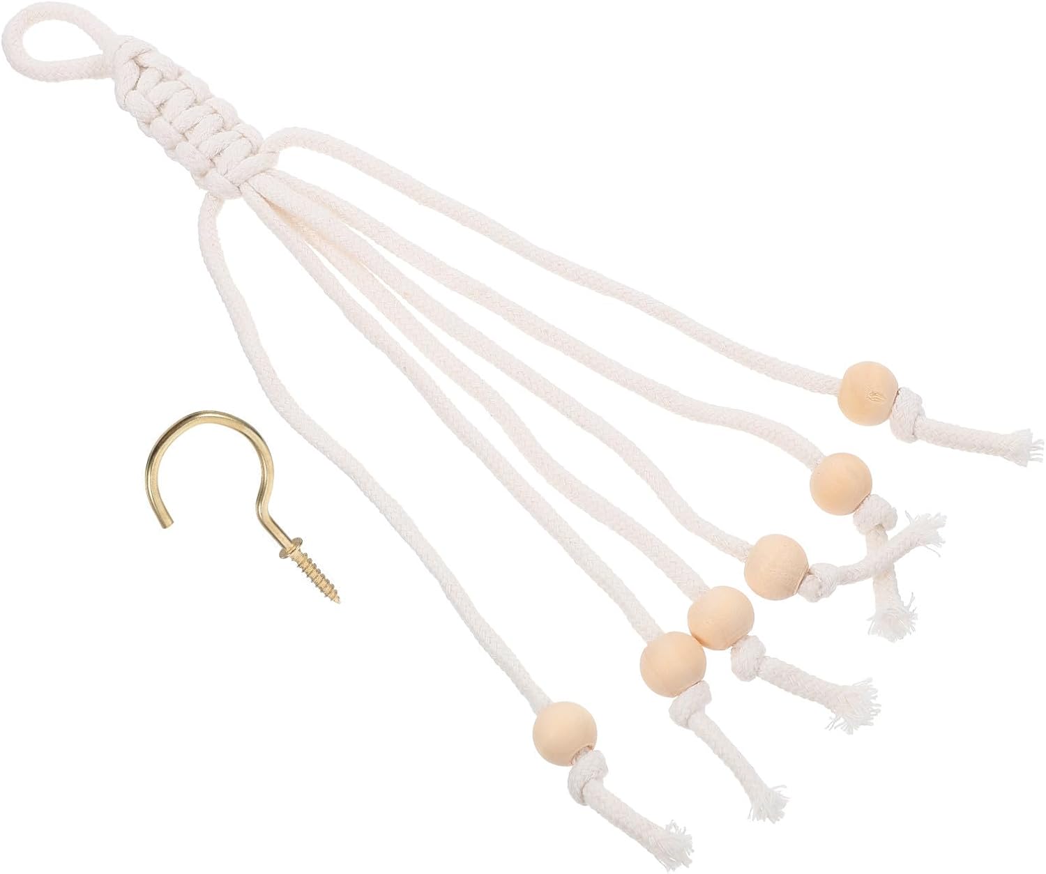 2pcs Under Cabinet Banana Hanger Natural Bead Cotton Rope Fruit Holder Multi-use Kitchen Storage Rack for Fresh Bananas Onions Garlic