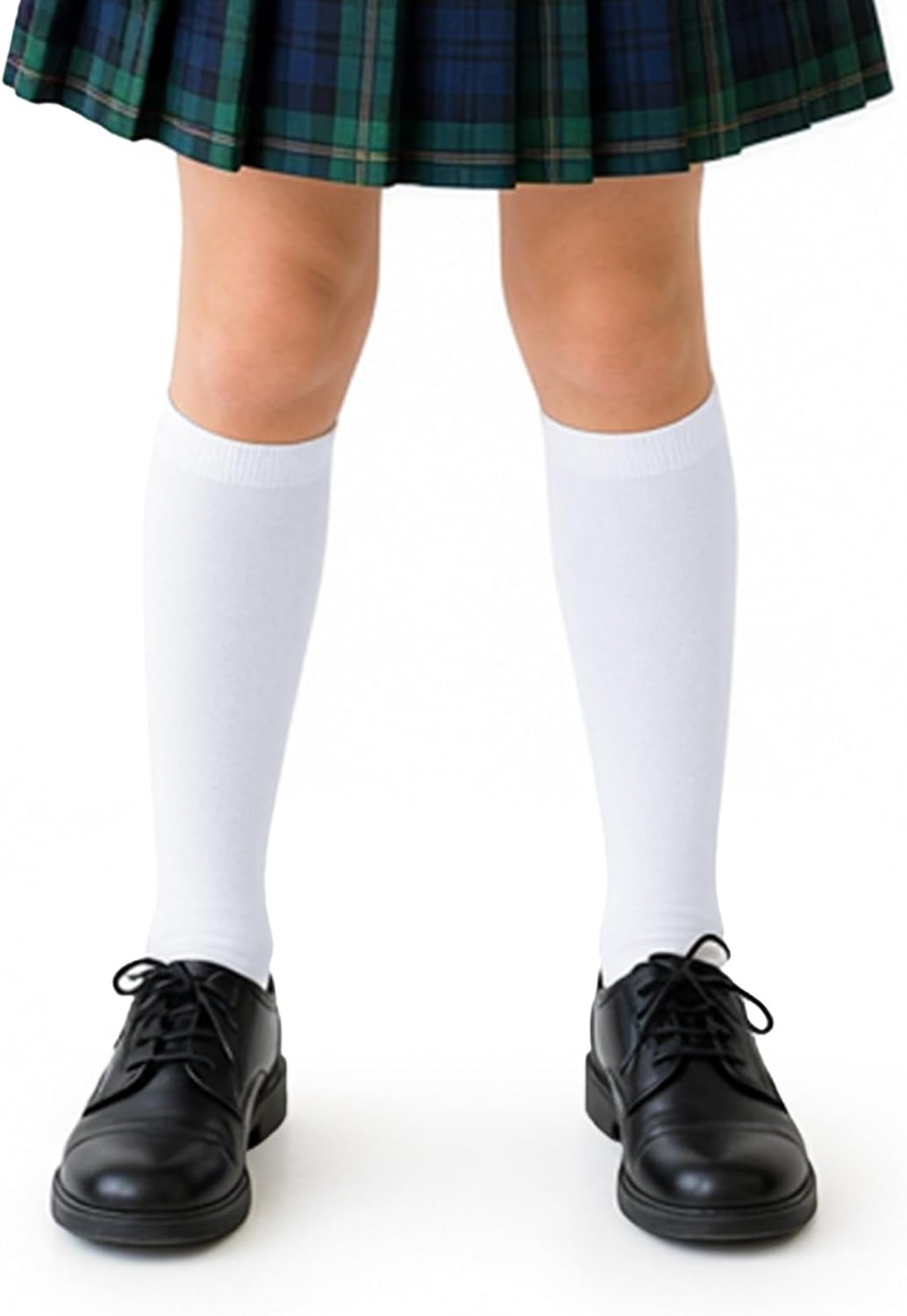 COTTON DAY 3 Pack Kids Girls Unisex Soft Knee High School Uniform Dress Socks Seamless Toe Black White Navy Blue