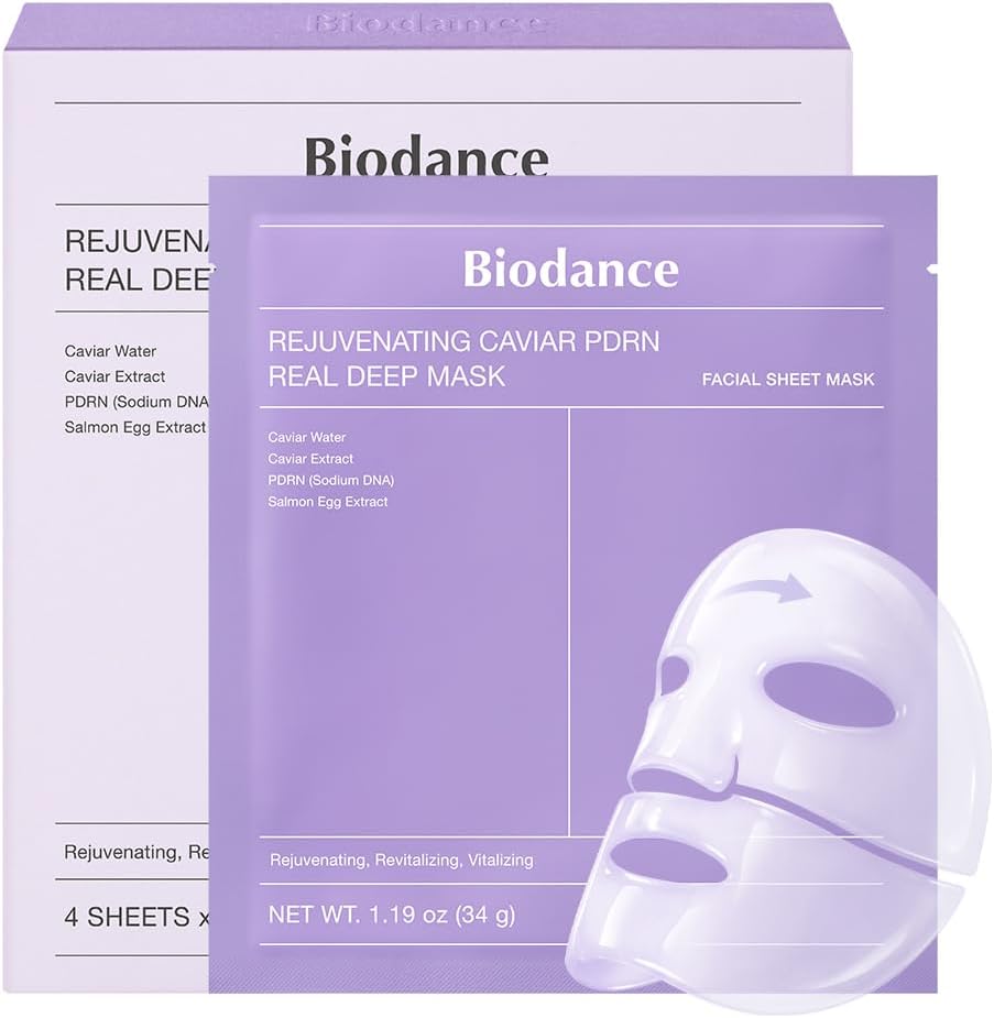 BIODANCE Rejuvenating Caviar PDRN Real Deep Mask, Overnight Hydrogel Mask, Skin Firming & Radiance Boost, Enhancing Recovery for All Skin Types, Korean Skin Care, Gifts for Women | 1.19oz(34g) x 4ea