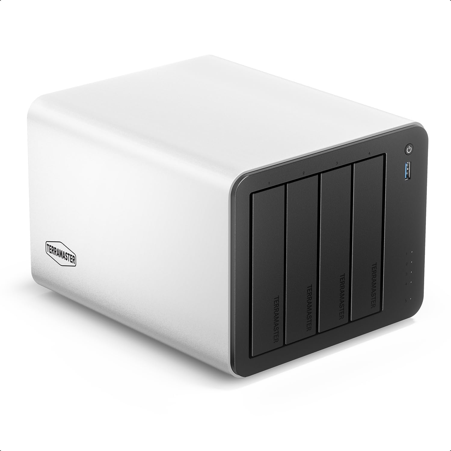 TERRAMASTER F4-425 Plus NAS Storage - 4Bay Intel N150 Quad-Core CPU, 16GB RAM DDR5, 5GbE LAN x 2, M.2 Slot x 3, Network Attached Storage for Teamwork, Multimedia Server (Diskless)
