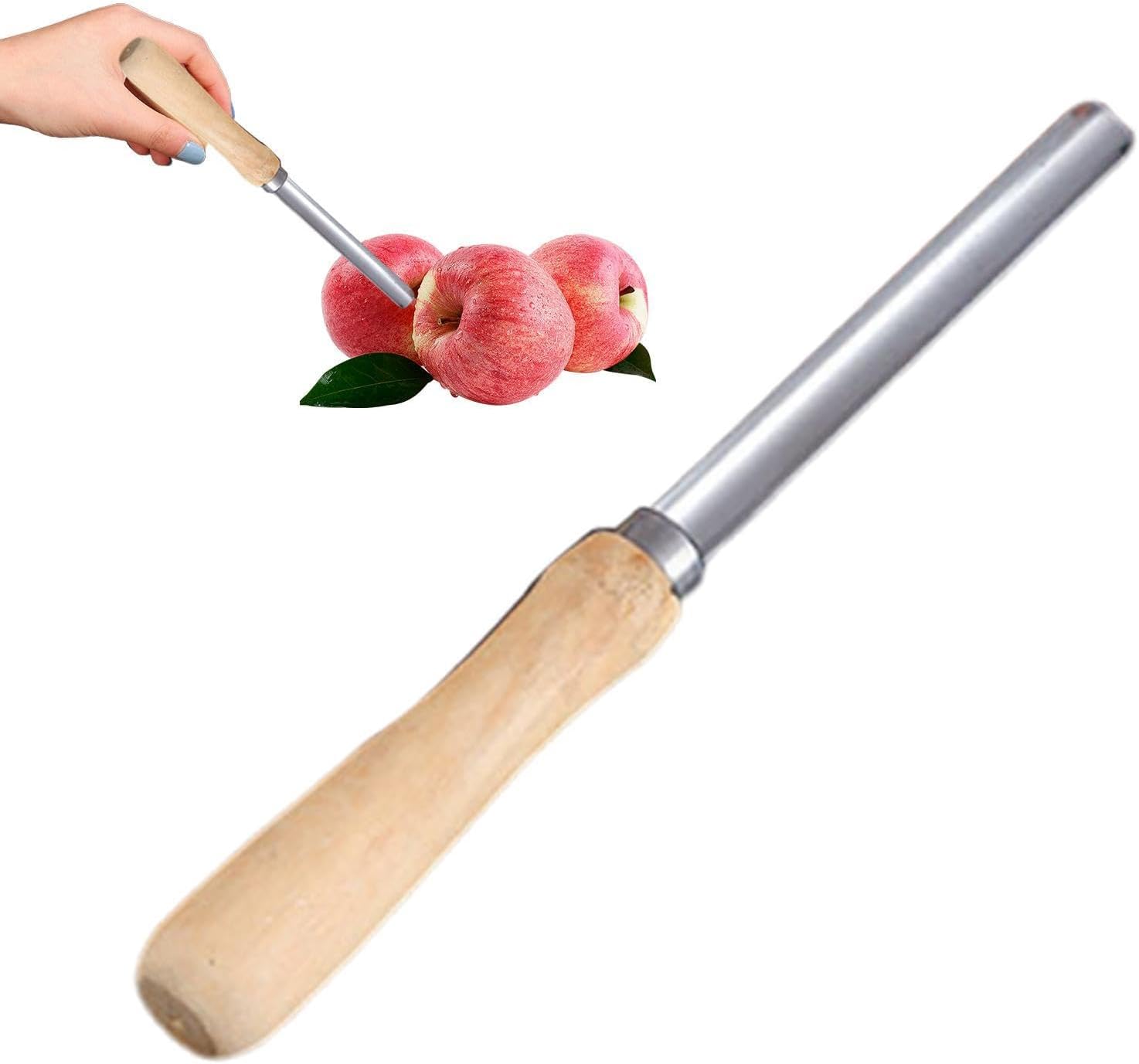 Stainless Steel Corer Tool Stainless Steel Wooden Handle Non-Slip | Kitchen Veggie Corer for Pear Veggie Home Dining Room Picnic Restaurant Barbecue Camping Party