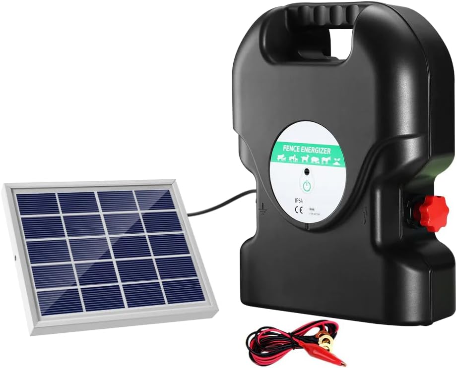 Giantz Electric Fence Energiser 20km Solar Energizer Charger | Fencing Equipment Farm Barrier Animals, 1.2J Discharge Energy 3.7V 10.4Ah Li-ion Battery Panel with 4 Warning Signs