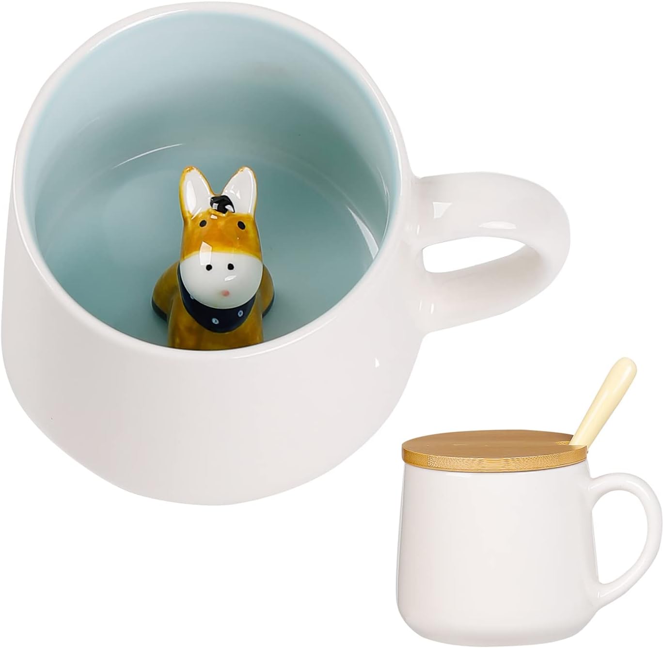 Gifts for Women Cute Donkey Coffee Mug Tea Cup with Spoon Lid Kawaii Stuff Funny Cool Mugs Valentine's Mother's Day Halloween Xmas Gifts for Friend Her Wife Mum Grandma Boyfriend Girl Teacher Birthday