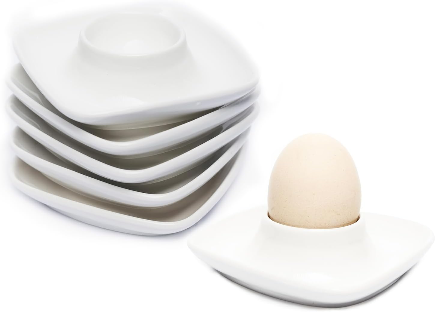 Ceramics White Egg Cups for Hard Boiled Eggs Set 6pcs