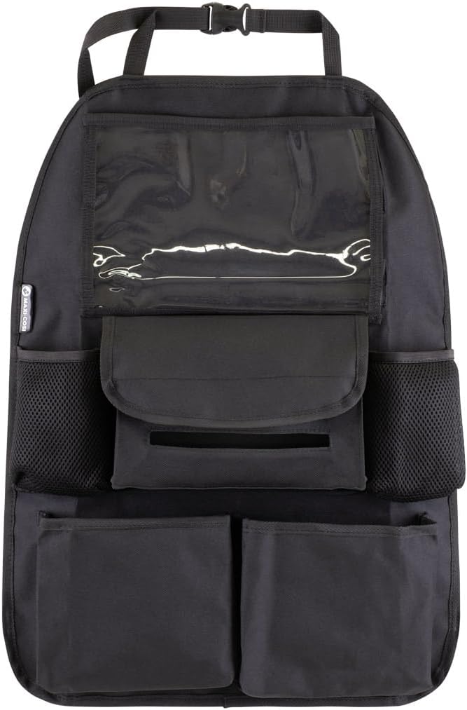 Maxi-COSI Deluxe Back Seat Multi Pocket Organiser - Black, Multi-Pocket Storage for Toys, Bottles, Snacks & iPad, Universal Fit, Easy to Clean, Stylish Design