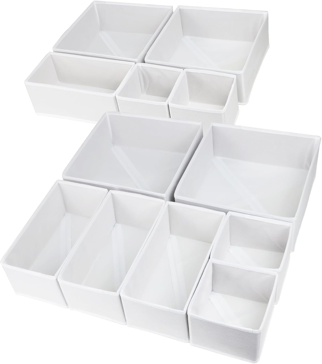 12 Pack Drawer Organizers, Drawer Dividers Storage Bins, Foldable Drawer Organizers for Clothing, Cloth Clothes Drawer Organizer for Underwear,Folded Clothes,Baby Clothing,Socks,Bra,Towels,Ties