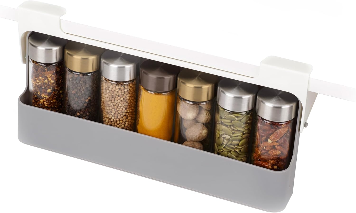 Joseph Joseph CupboardStore in cupboard, kitchen storage under-shelf Spice Rack, organiser Grey