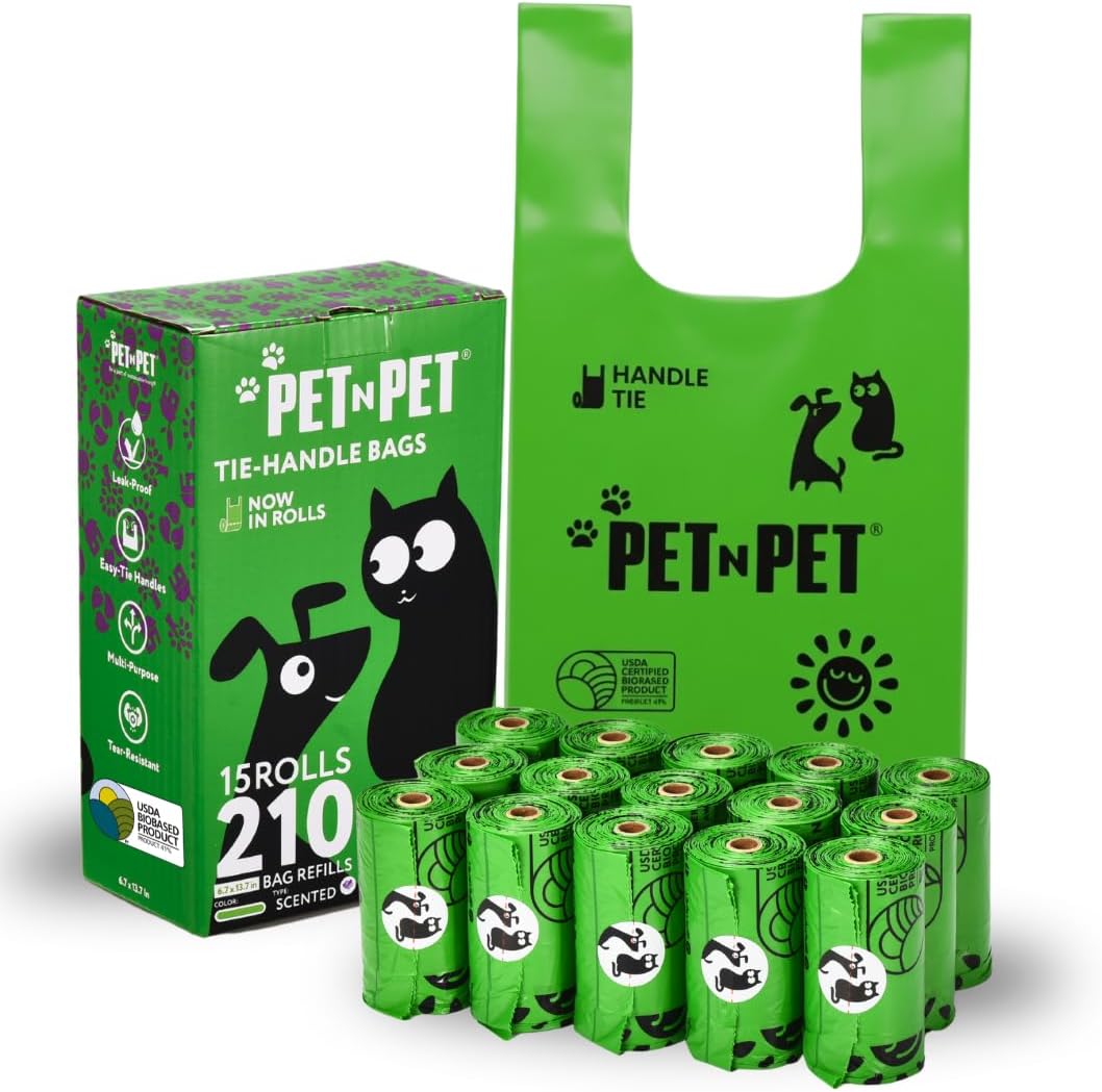 Pet N Pet Dog Poop Bags with Tie Handles, 210 Count, Lavender Scented