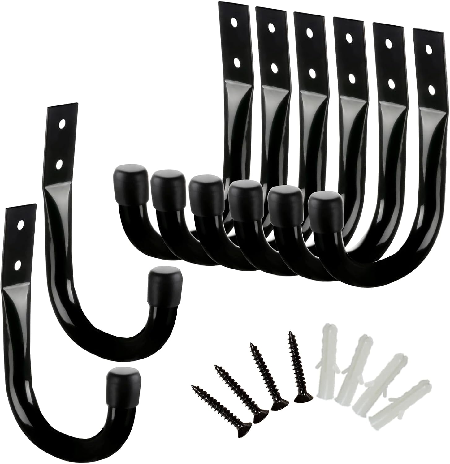 Garage Storage J Hooks Heavy Duty Organizer, 8 Packs, Black | Utility Hooks Wall Mount System Hangers, Ladder Hangers, J Utility Hooks,For Garden Tool, Bike, Chair, Hose, Bulk Items