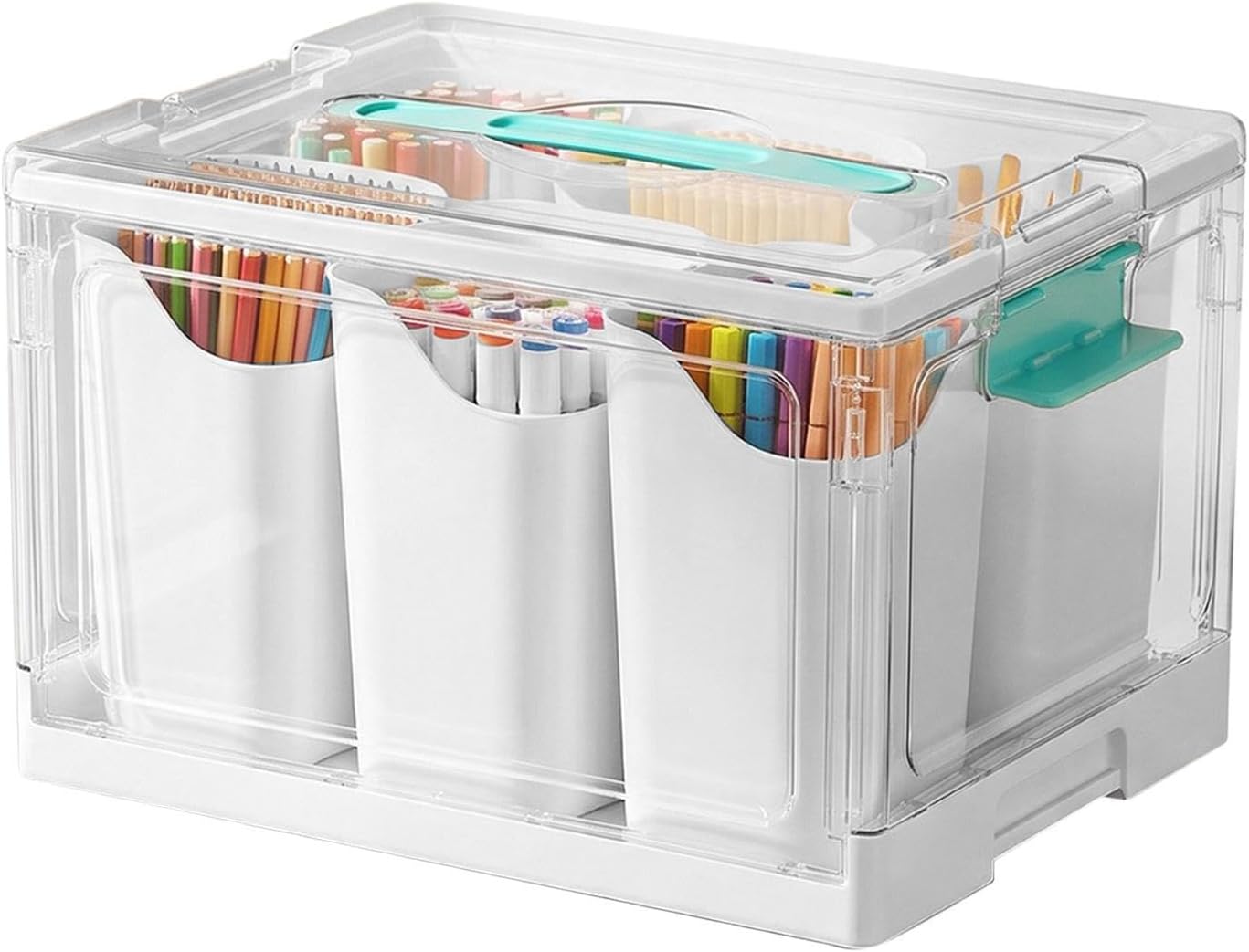Craft Storage Organizer 24 Qt Art Supply Case with Removable Trays and | Arts and Crafts Organizer for School Home Dorm Bedroom Garage Classroom Office Pantry Closet Kitchen