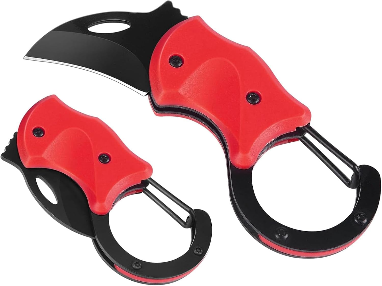 Small Pocket Knife, Red, for Men Women | Carabiner Mini Keychain, Box Cutter, Folding, Indoors Outdoors Use, Gift Stocking Stuffer
