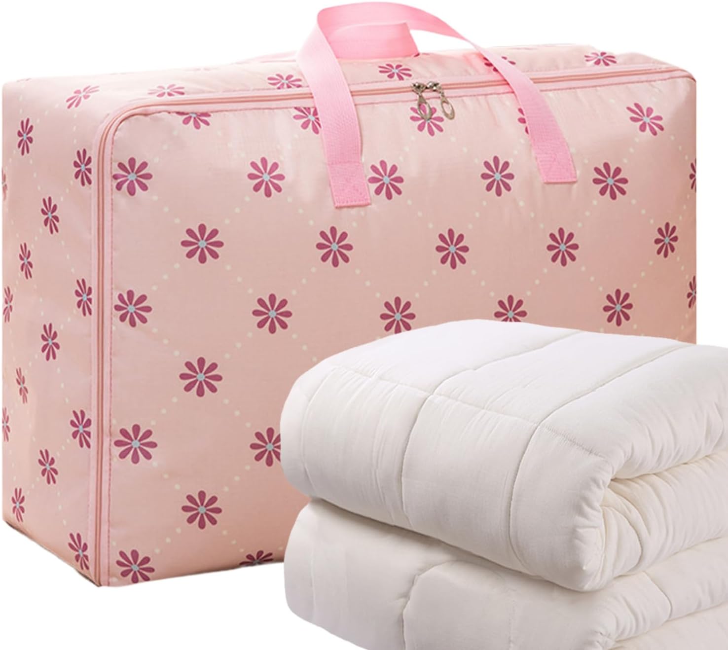 Pillow Storage Bags Zippered Duvet Bedding Supplies Organizer | Bed Sheets Storage Organizer for Home College Dorm Closet Travel Moving Packing