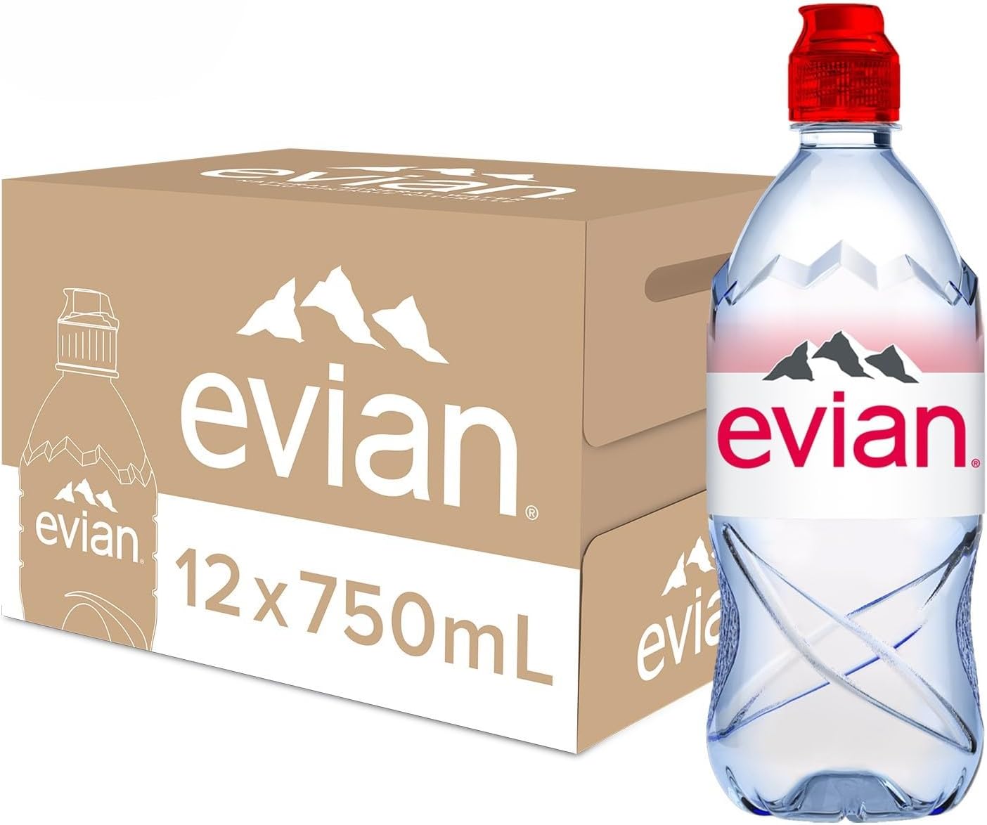 Evian Natural Mineral Water, 12 x 750ml