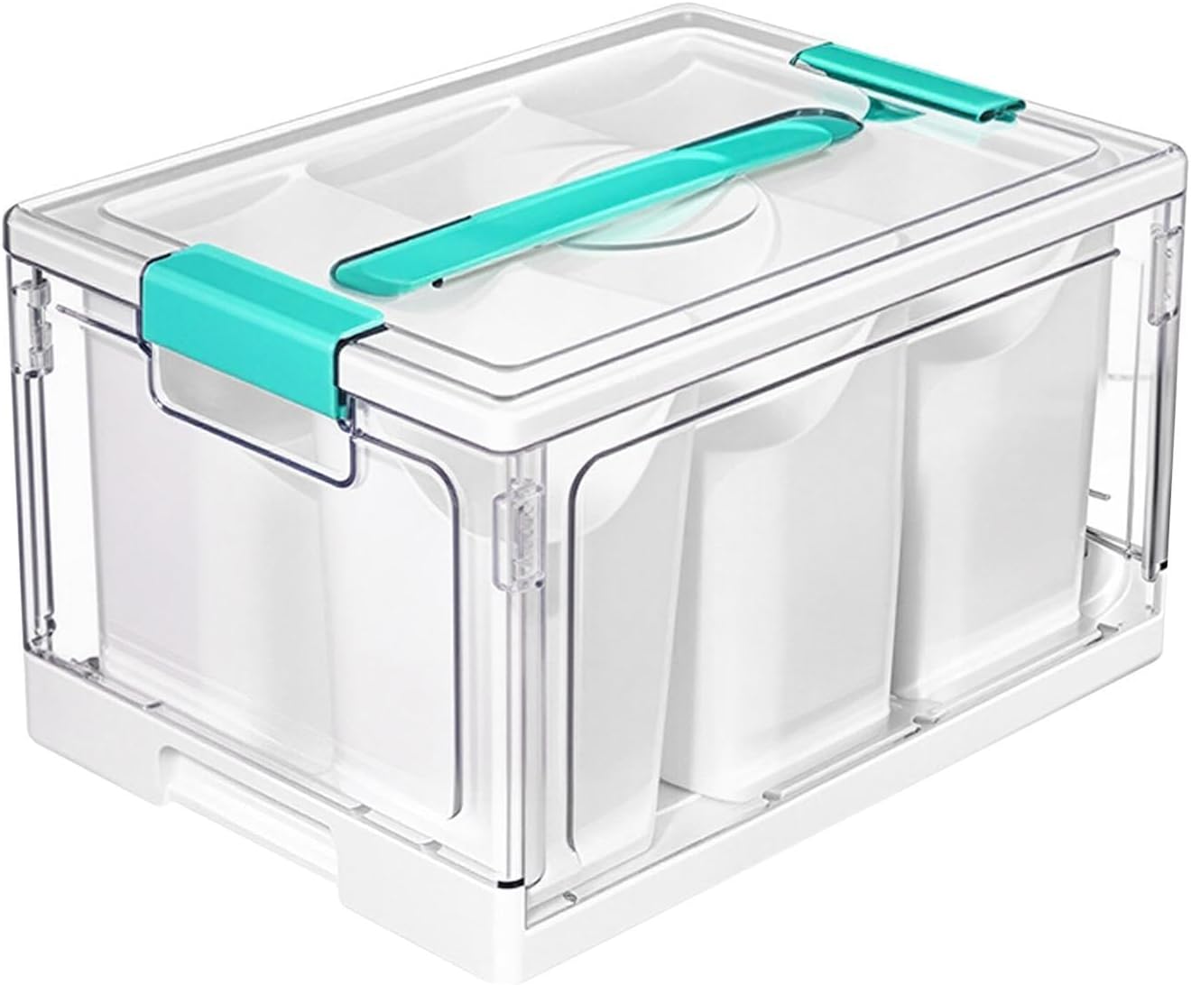 Craft Organizer 24 Qt Clear Bin with Removable Trays and Dividers | Arts and Crafts Storage for School Home Dorm Bedroom Garage Classroom Office Pantry Closet Kitchen
