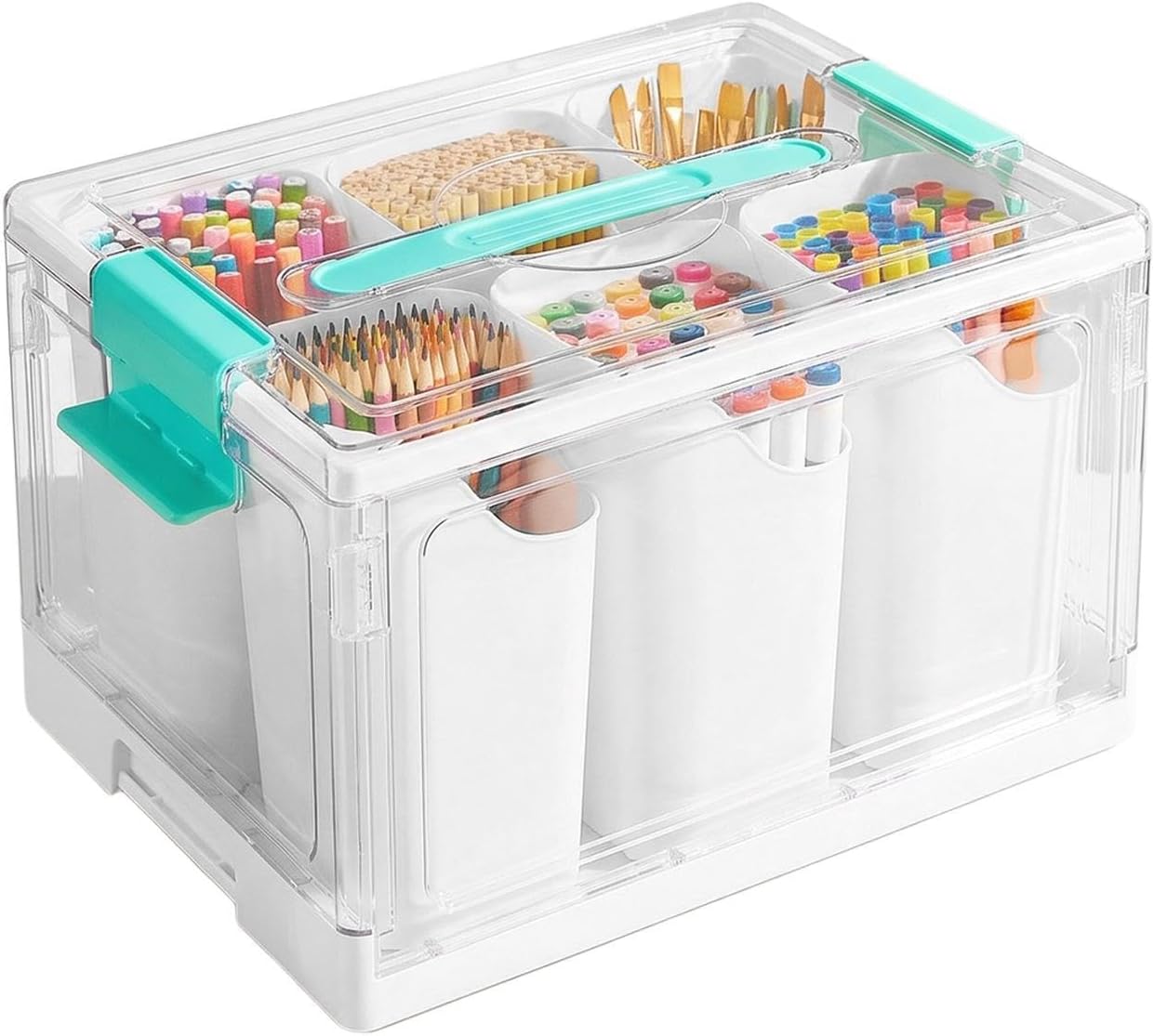 Craft Organizers 24 Qt Art Supply Case with Removable Trays and Dividers | Arts and Crafts Organizer for School Home Dorm Bedroom Garage Classroom Office Pantry Closet Kitchen