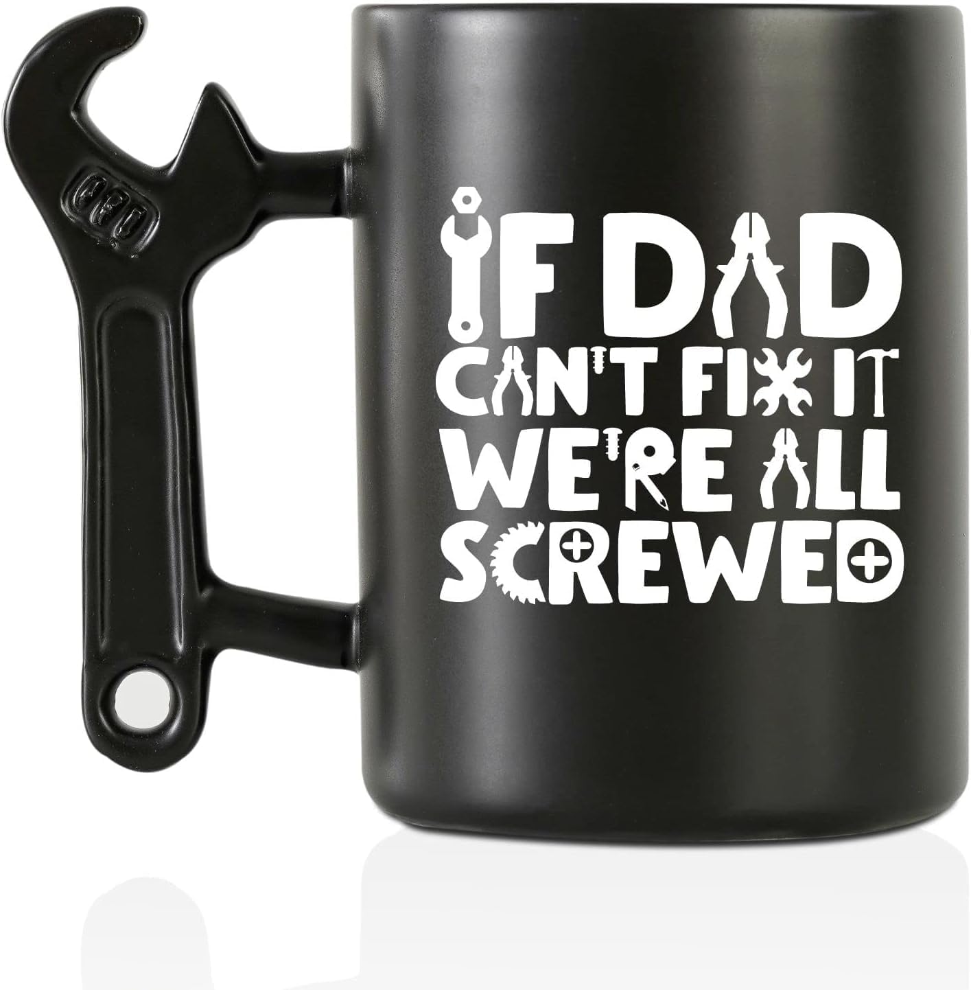 Coffee Mug with Wrench Spanner Handle, Fathers Day Funny Gifts to Dad Husband Him from Daughter Son Kids Wife,13.5 OZ Ceramic Coffee Mug, Stocking Stuffers for Father's Day, Birthday, Anniversary