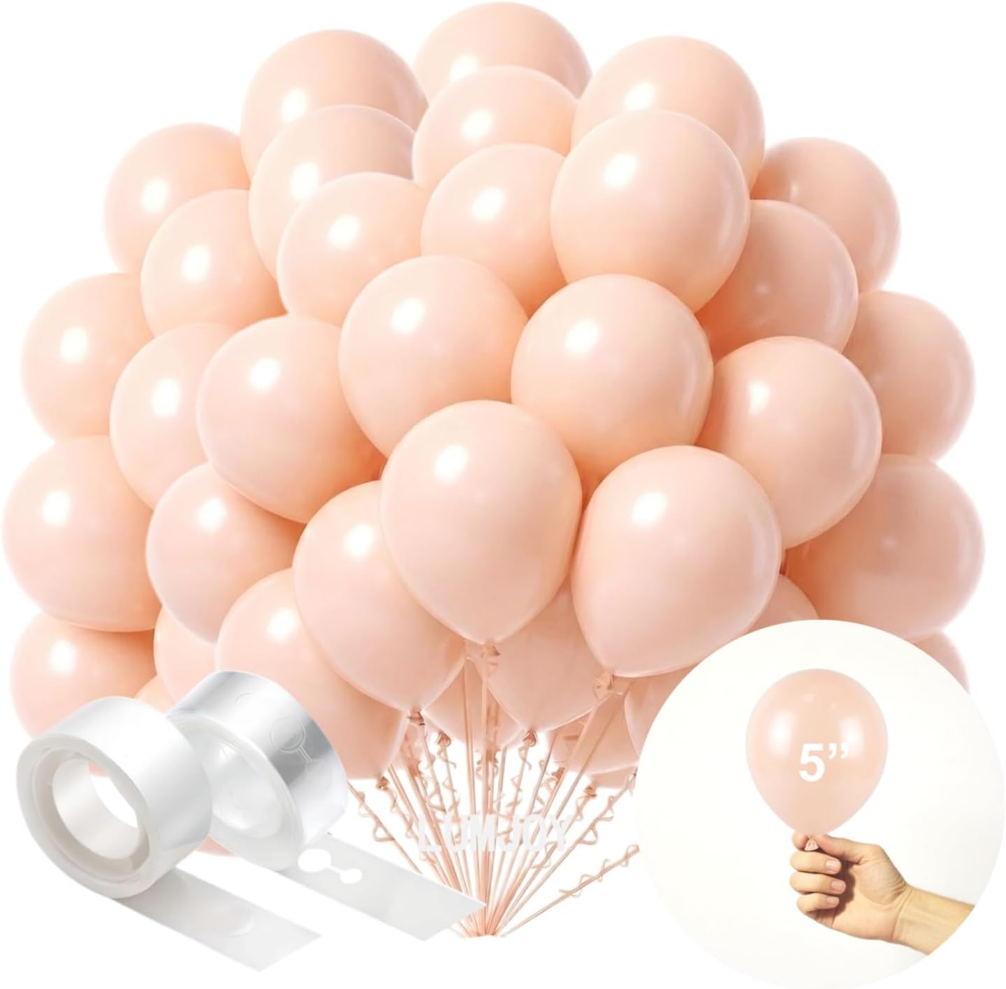 Pastel Orange Balloons 100 Pack 5 Inch Macaron Light Orange Latex Party Balloon with Strip and Stickers for Baby Shower Little Pumpkin Citrus Peach Birthday Decorations