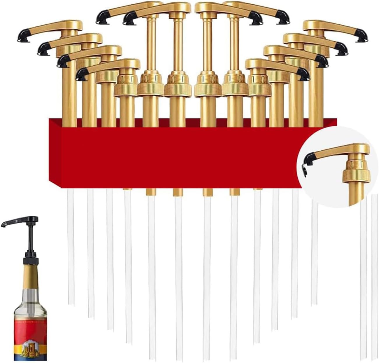 12 pcs Syrup Pumps with Cap to Avoid Dripping, Leak Proof Dispenser, Fits 25.4 Oz/750ml Coffee Flavoring Bottles, Great for Home & Coffee Bar Drinking Mixes, Cocktails, Beverage