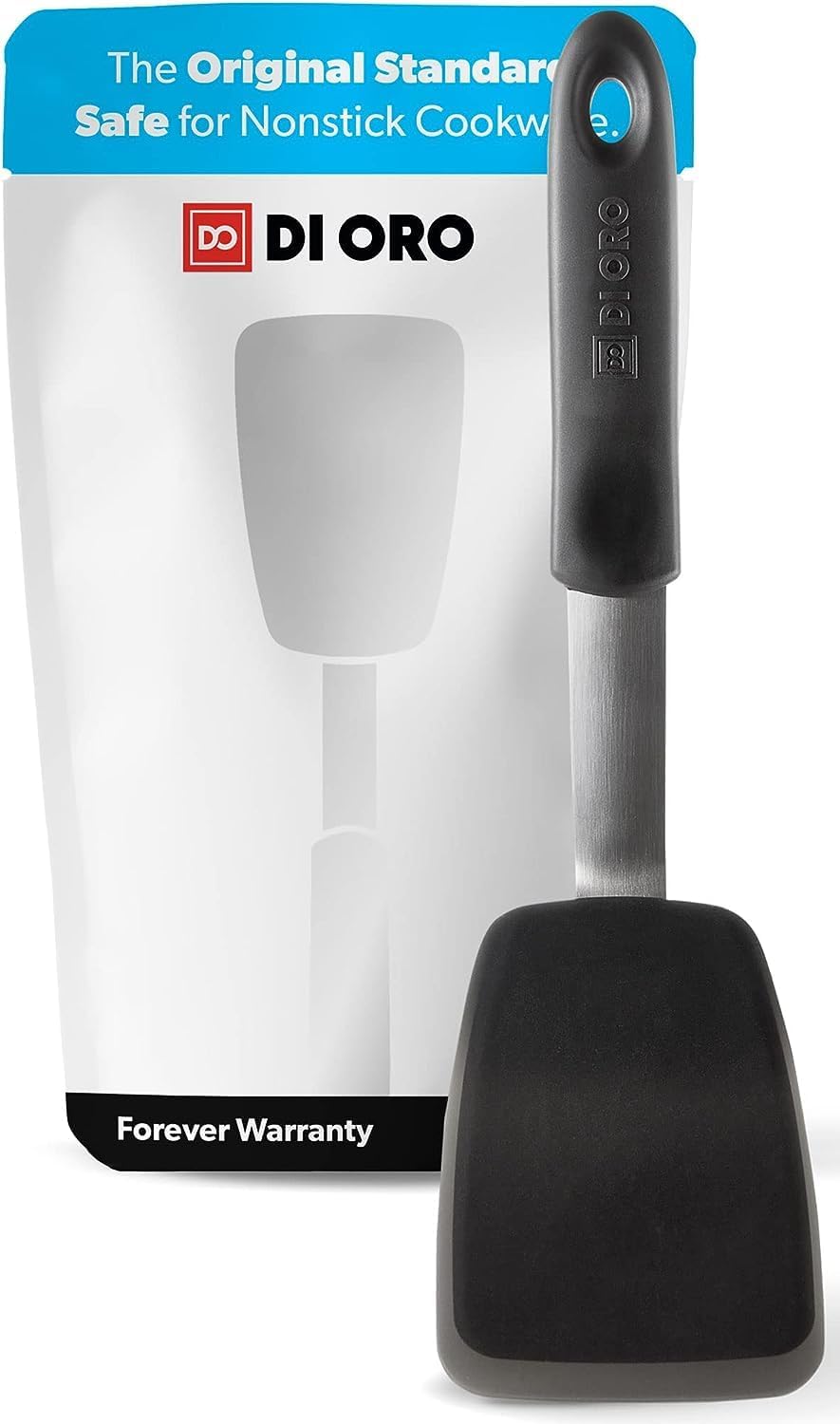 Di Oro Chef Series Standard Flexible Silicone Turner Spatula - 600F Heat Resistant Rubber Kitchen Spatula - Ideal for Eggs, Burgers, Omelets and More - BPA Free, FDA Approved, and LFGB Certified