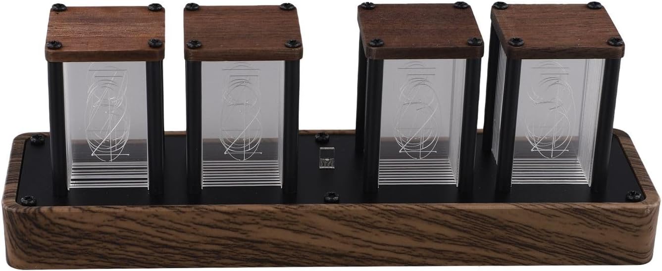 Modern Nixie Tube Clock, USB Powered RGB LED Digital Display with Timer, 8 Color Changing Modes for Desk Decor, Tech Enthusiasts