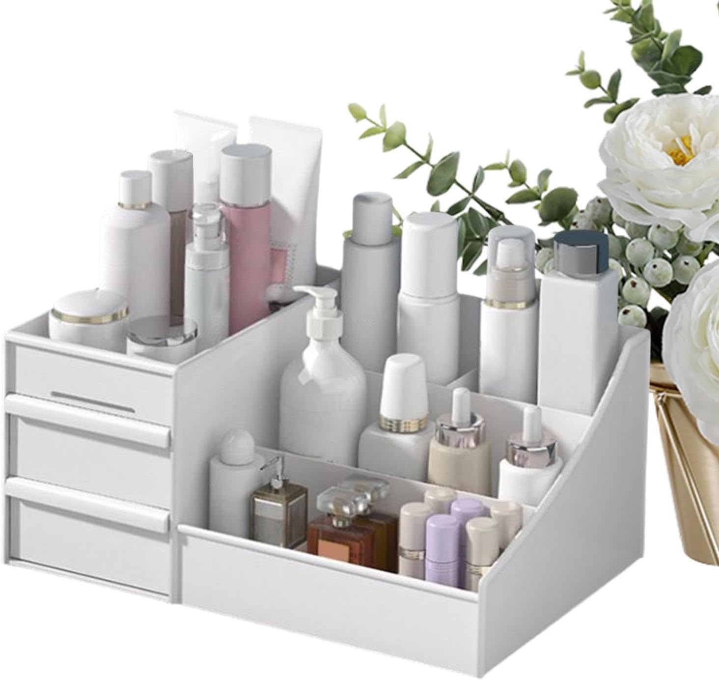 Makeup Organizer with Drawer Desktop Cosmetic Storage Box | Cosmetic Display Cases for Perfume Bedroom Desk Bathroom Countertop Women Skincare Supplies Dresser