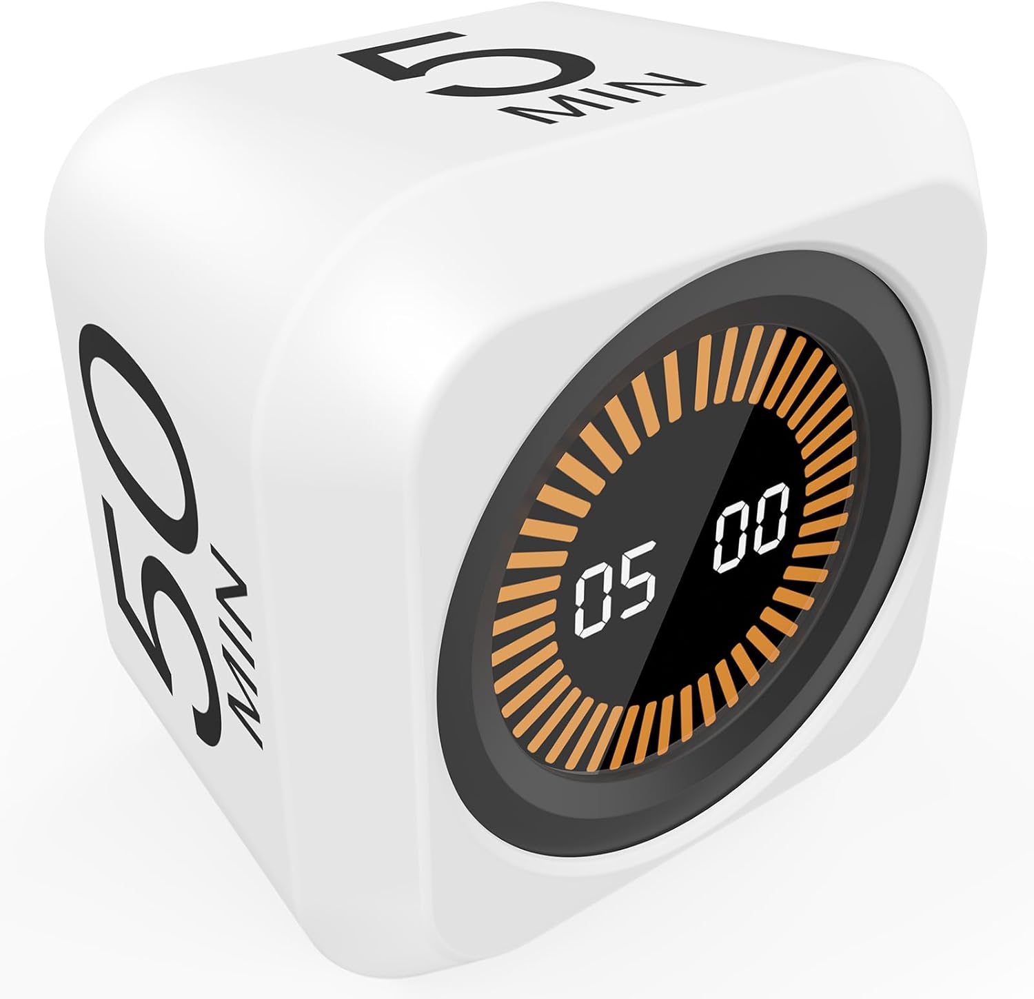 Rotating Cube Visual Pomodoro Timer 5, 25, 10 50 Minutes Preset | 5, 25, 10 50 Minutes Preset+Custom Countdown, LED Display, Silicone Case, Loud Alarm&Silent, Rechargeable for Study Kitchen