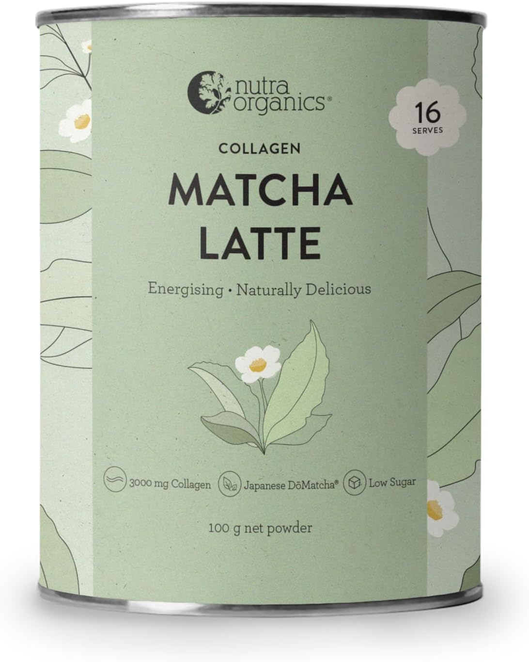 Nutra Naturals Collagen Matcha Latte Powder 100g, Hydrolysed Collagen Peptides + Wholefood Matcha, Supports Energy