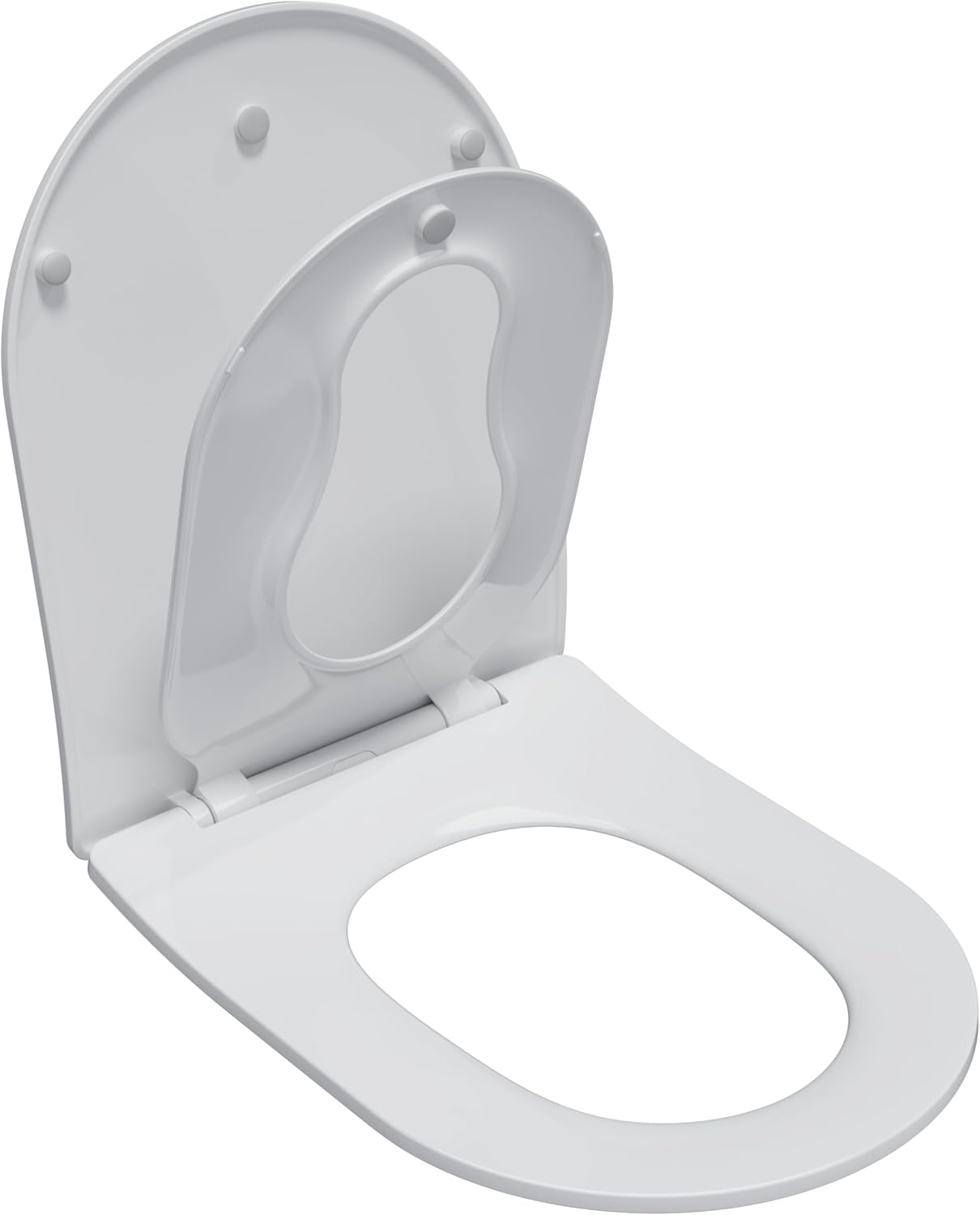 D-Shaped Toilet Seat with Built-in Potty Training Seat, 2-in-1 Family Toilet Seat Fits for Both Adults and Children