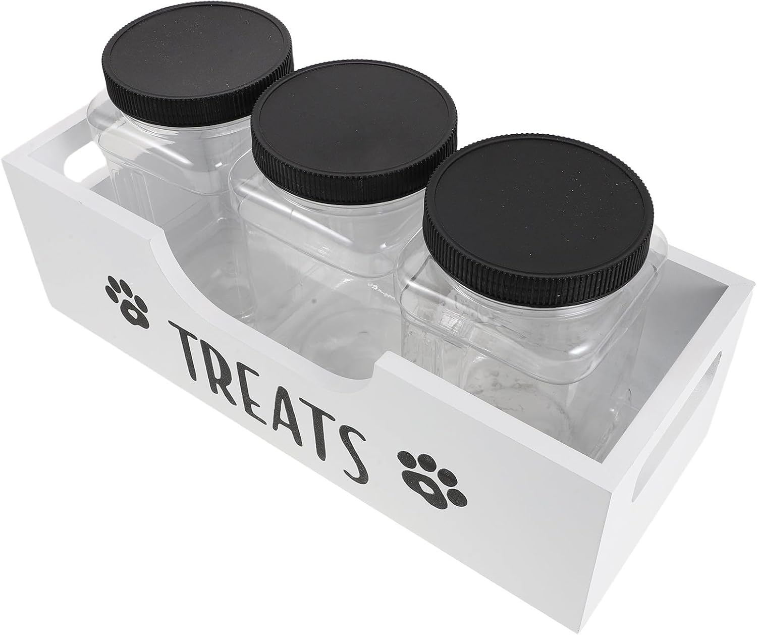 Dog Treat Storage Canister with Airtight Design, Decorative Wooden Pet Treat Organizer Box for Feeding Pets, Stylish Multicanister Structure for Dog Biscuits and Cat Snacks