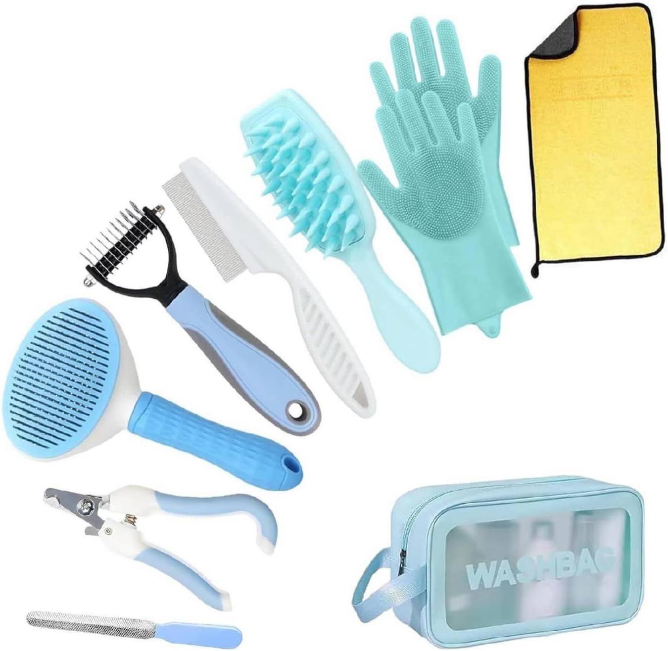 Grooming Supplies Pet Grooming Kit Dog Cat Set With Slicker Brush Deshedding Rake Comb Glove Storage Bag For Shedding Control Travel suitable for home use travel gifting