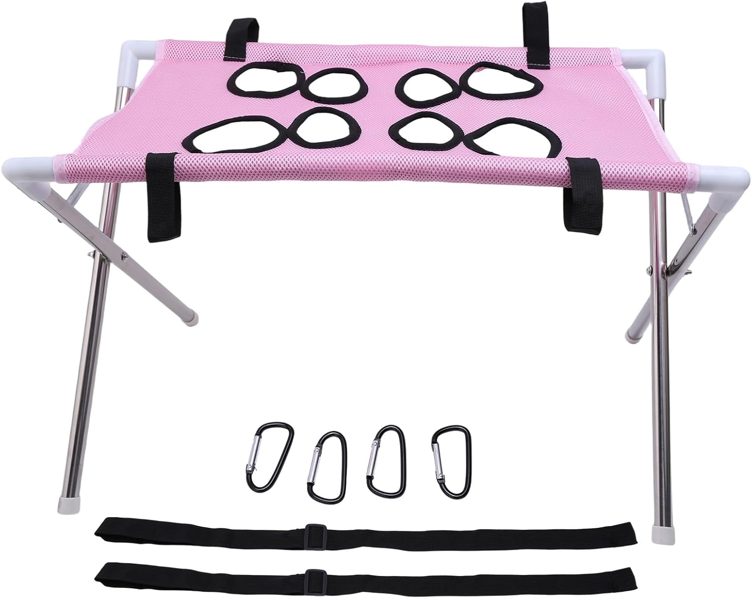 Dog Grooming Table with Hammock, Portable Pet Bathing Stand for Cats Dogs | Foldable Nail Trimming Restraint Station, Stainless Steel Mesh Bath Holder for Small Medium Cats Dogs