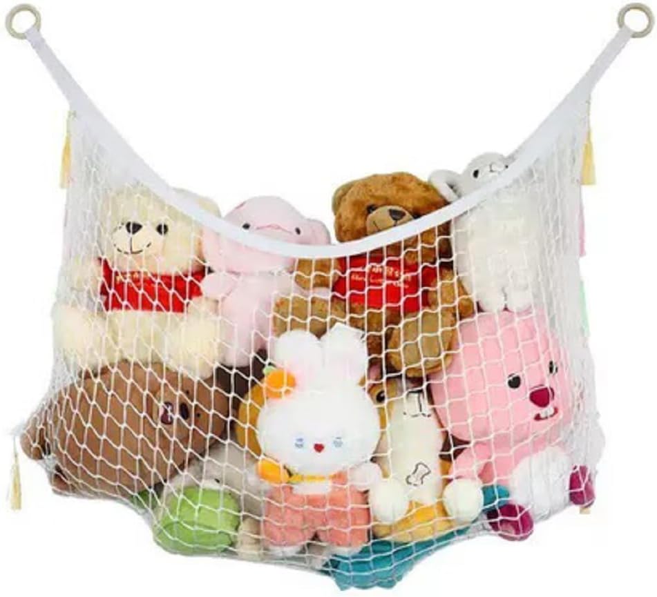 User Friendly Macrames Toy Hammock Kids Room Organizers Pouches Stuffed Animals Net Holder For Bedroom Or Nursery Toy Hammock-S