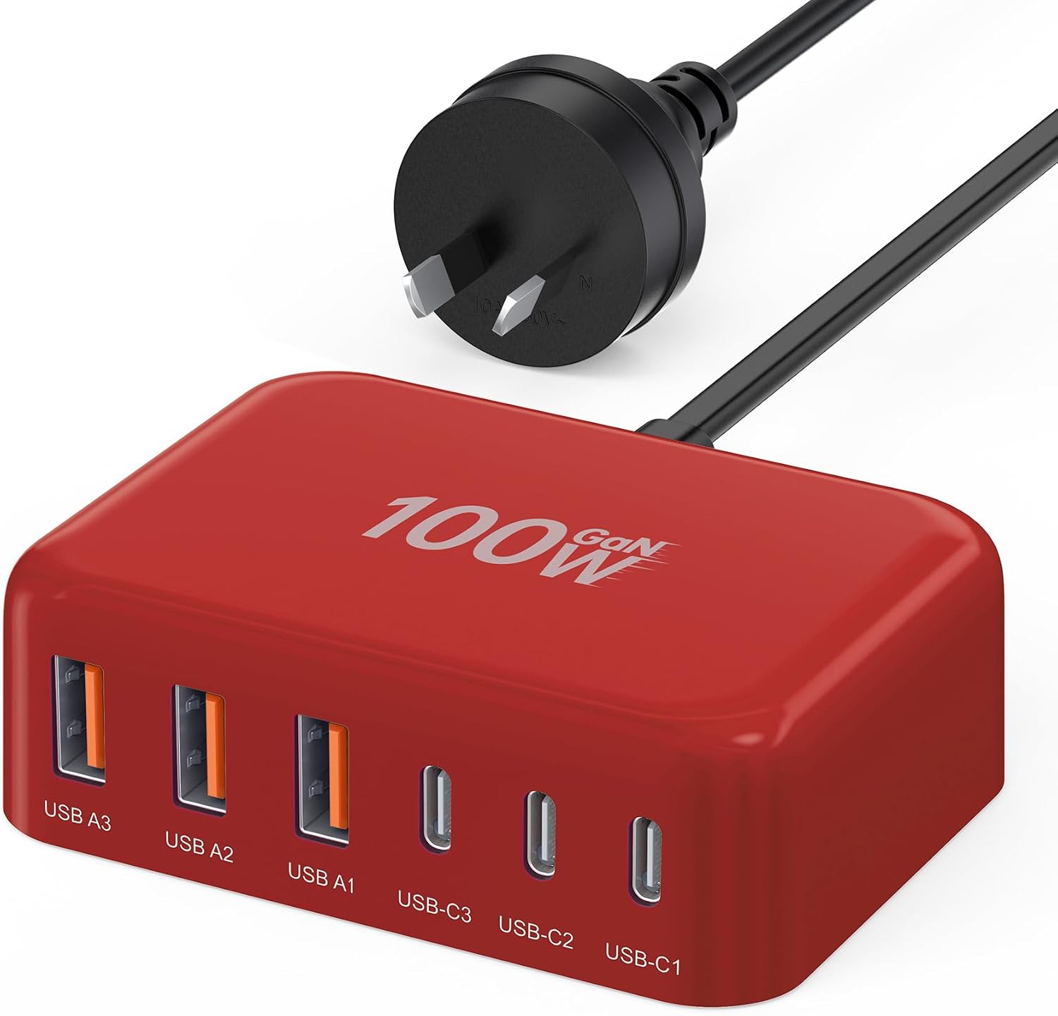 USB C Fast Charger, 100W Portable Charging Station Hub Block, 6 Port GaN Wall Charger Power Strip Adapter Plug Cube for iPad iPhone 16 15 14 13 Pro Max Samsung Galaxy, Google Pixel, Motorola (Rad)