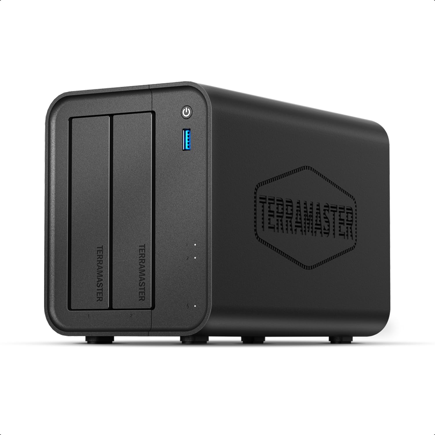 TERRAMASTER F2-425 2-Bay NAS Storage - Intel x86 Quad-Core CPU, 4GB RAM, 2.5GbE LAN, Network Attached Storage Multimedia Server for Home Users (Diskless)