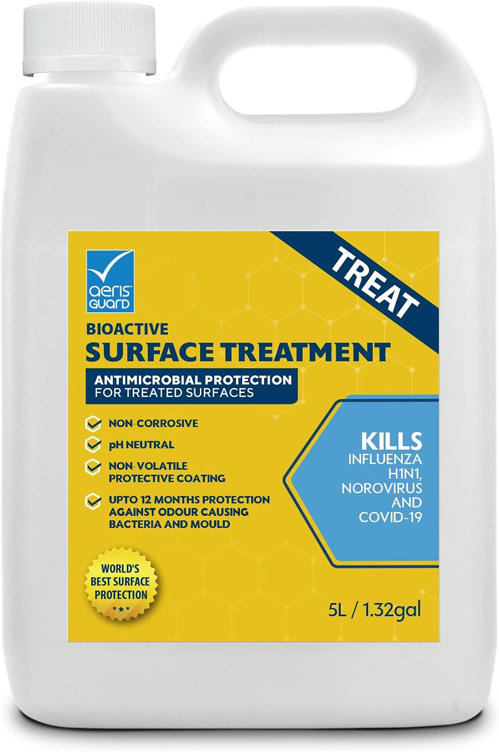 Bioactive Surface Treatment, 5L, Non-Corrosive, pH Neutral, 12 Month Protection Against Bacteria and Mould