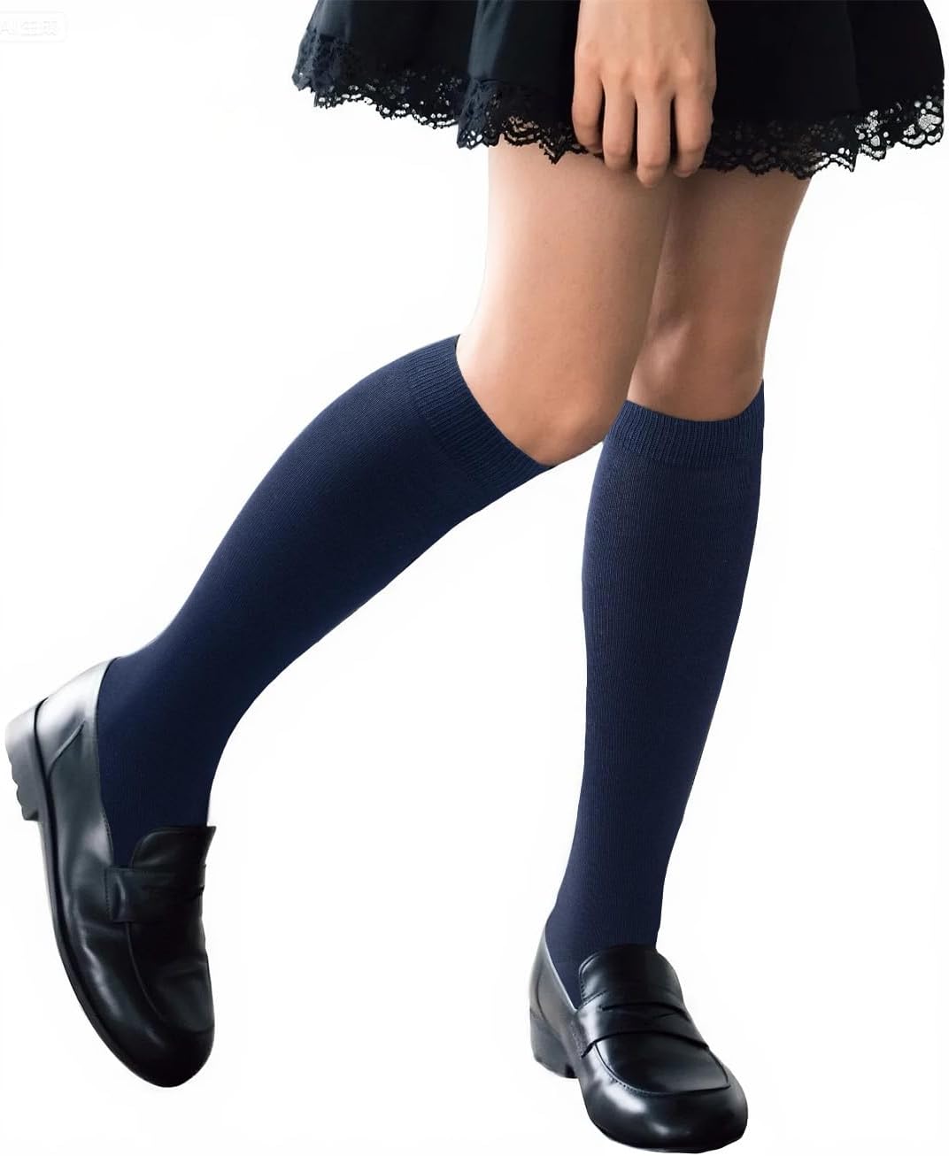 COTTON DAY 3 Pack Kids Girls Unisex Soft Knee High School Uniform Dress Socks Seamless Toe Black White Navy Blue