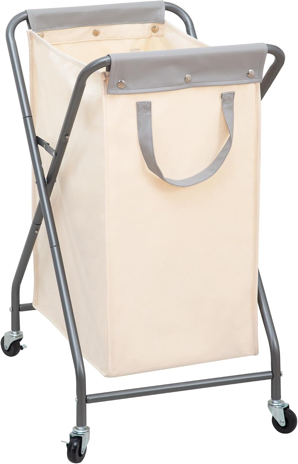 STORAGE MANIAC Collapsible Laundry Hamper With Wheels, Rolling Basket, Heavy Duty Sorter With Removable, Folding X Frame Organizer Cart for Easy Storage, 1 Section
