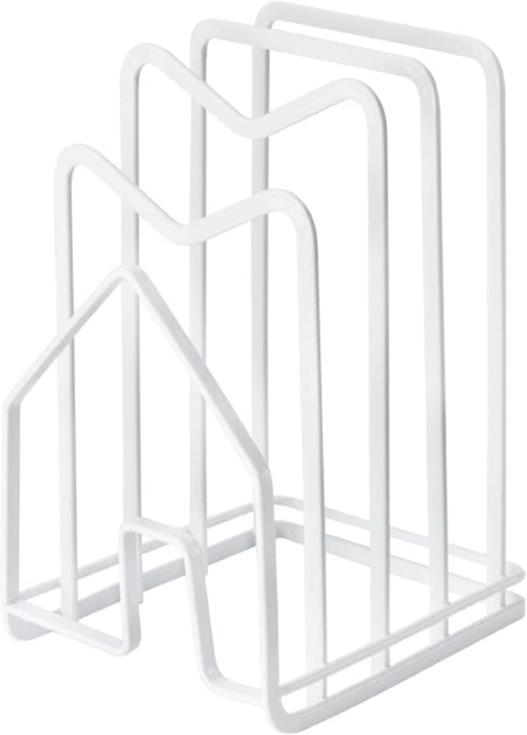 Cutting Board Rack - Kitchen Countertop Organizer for Chopping Boards, Pots, Pan Lids - Freestanding Steel Stand - Cookware Storage Solution - White, 12.5x14.5x21.5cm