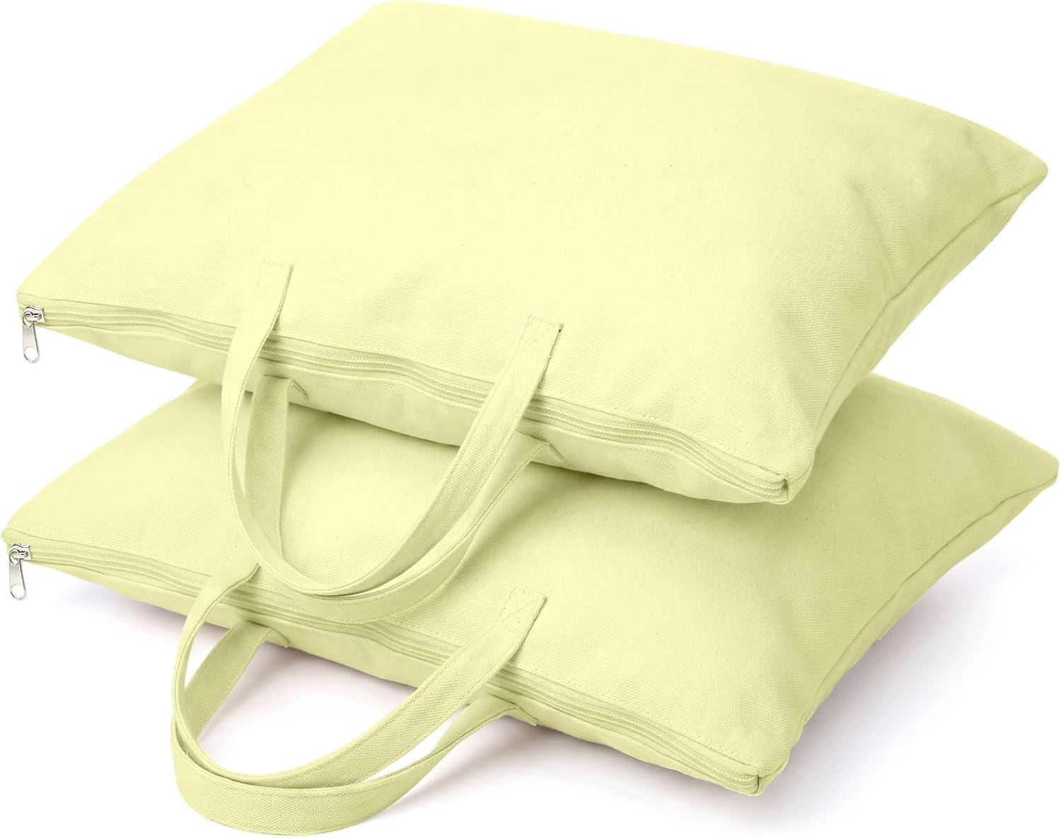 2 Pack Travel Pillow and Blanket Bags, 100% Cotton Canvas Pillow Storage Bag with Handles, Heavy Duty Breathable Organizer for Bedding Linens, Pillow Bag for Traveling(2,Olive Green,20"x26")