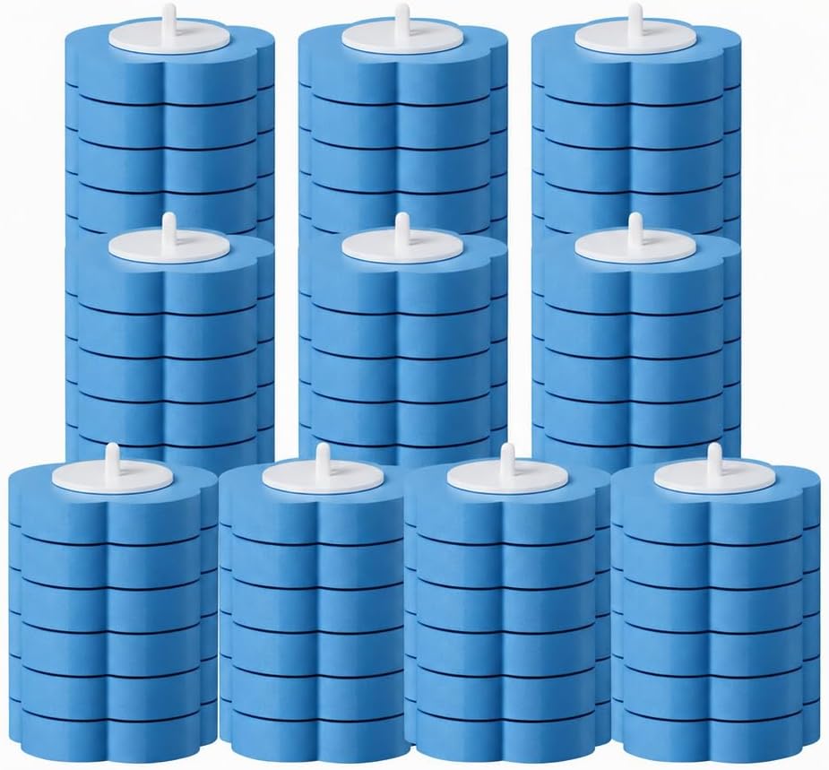 60 PCS Toilet Wand Refills, Disposable Toilet Cleaning Pads, Multi-Surface Scrubbing Pads for Sink, Bathtub & Wash Basin (Compatible with Heyolo Toilet Brush, Blue)