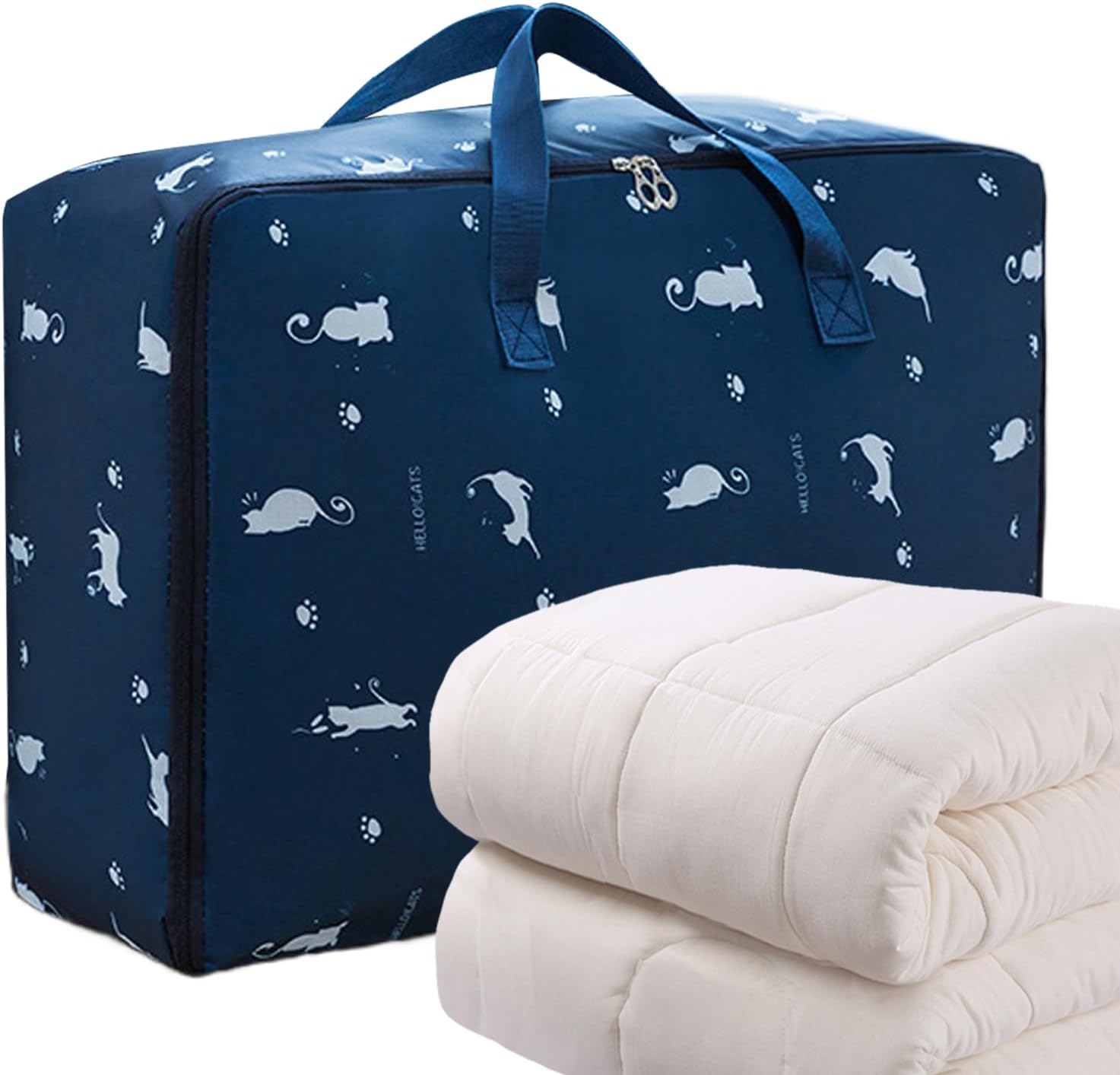 Pillow Storage Bags Zippered Duvet Bedding Supplies Organizer | Bed Sheets Storage Organizer for Home Apartment College Dorm Closet Travel Moving Packing