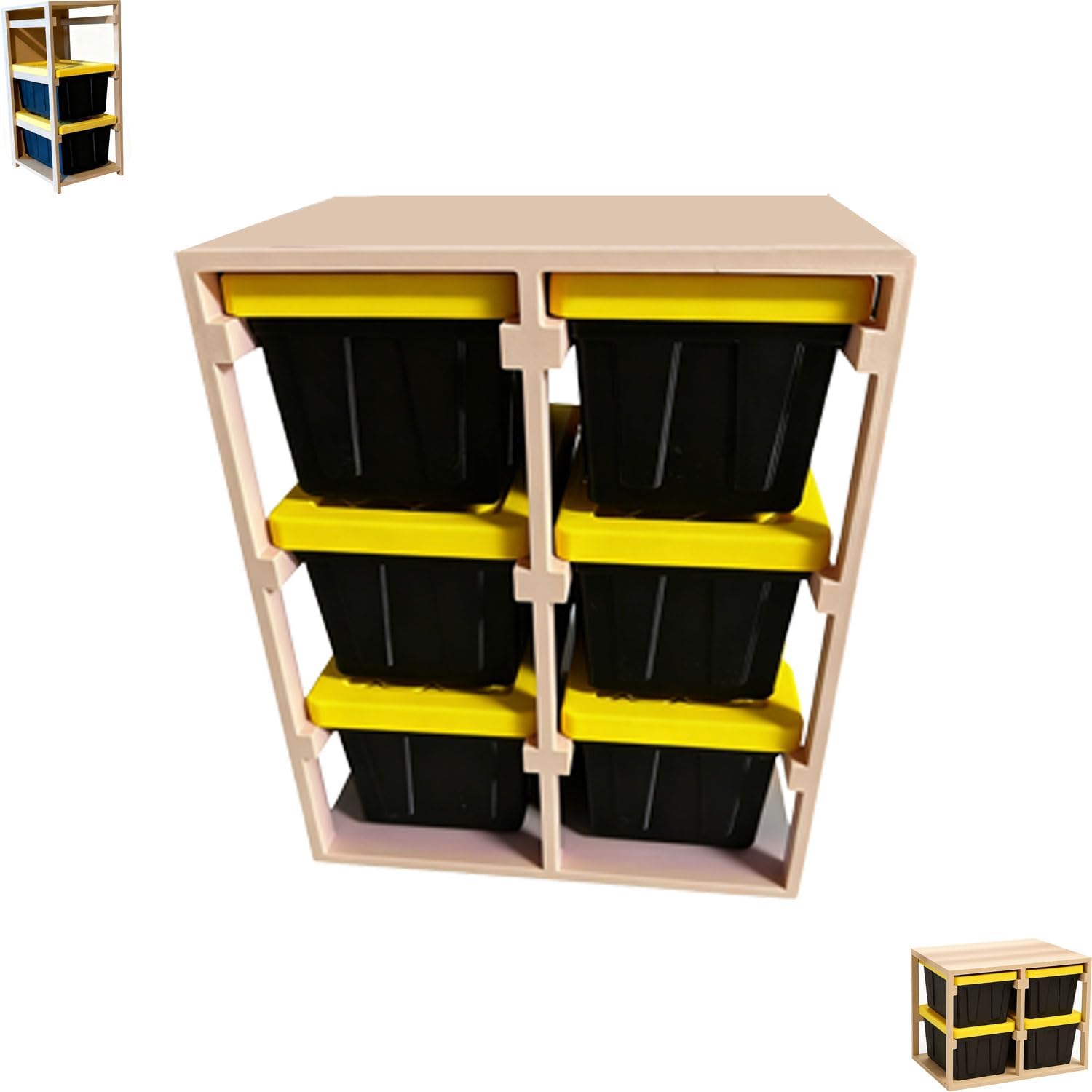 3D Printed Mini Storage Racks and Yellow Storage Boxes, Stackable Small Parts Organizer, Small Storage Bins with Lids for Screws, Tools, And Craft Supplies, Ideal Gift for Aldult (2 * 3)